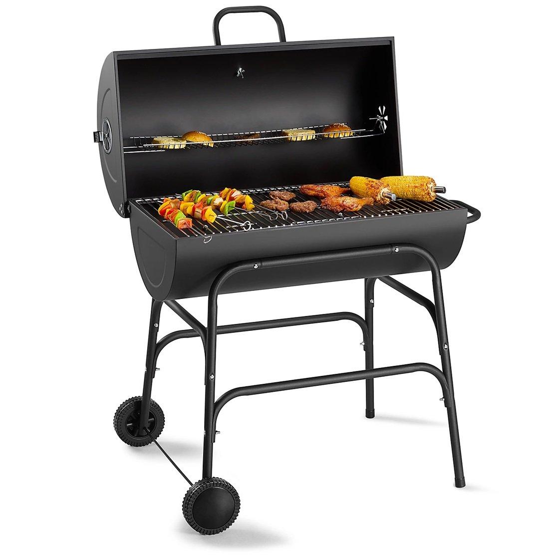 Black - VonHaus - XL Barrel Charcoal BBQ - 1