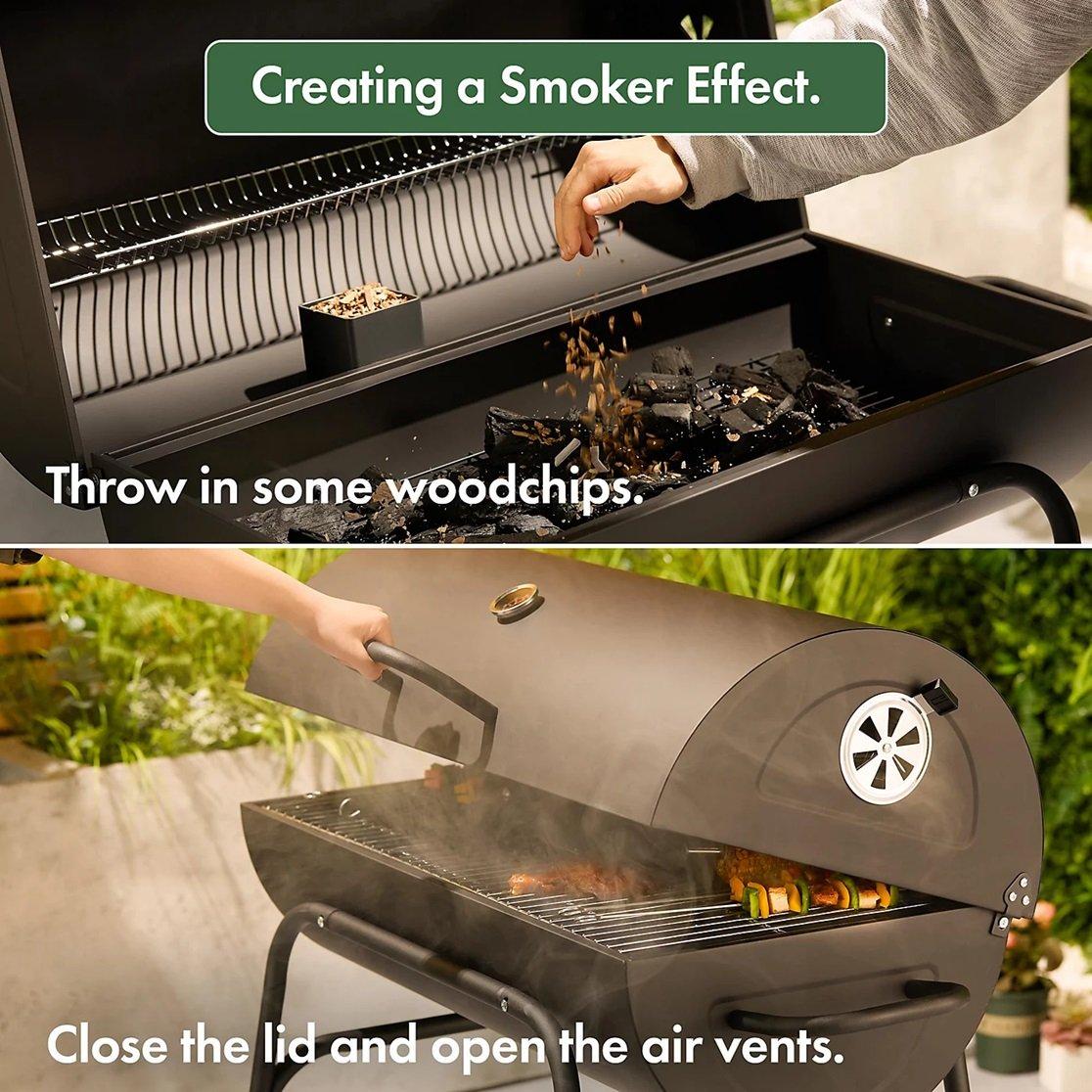 Black - VonHaus - XL Barrel Charcoal BBQ - 6