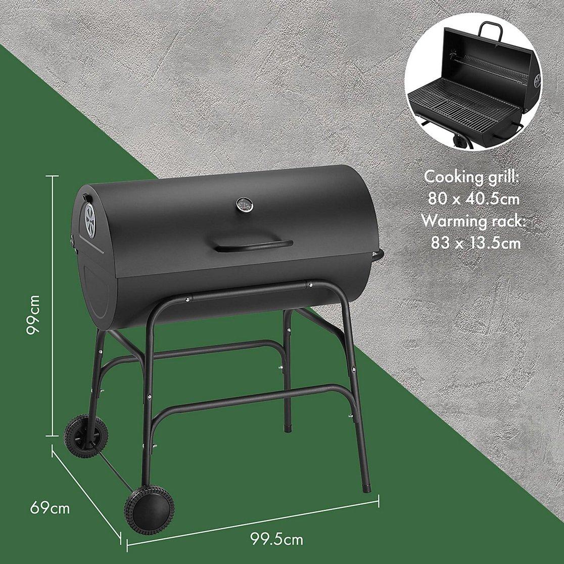 Black - VonHaus - XL Barrel Charcoal BBQ - 7