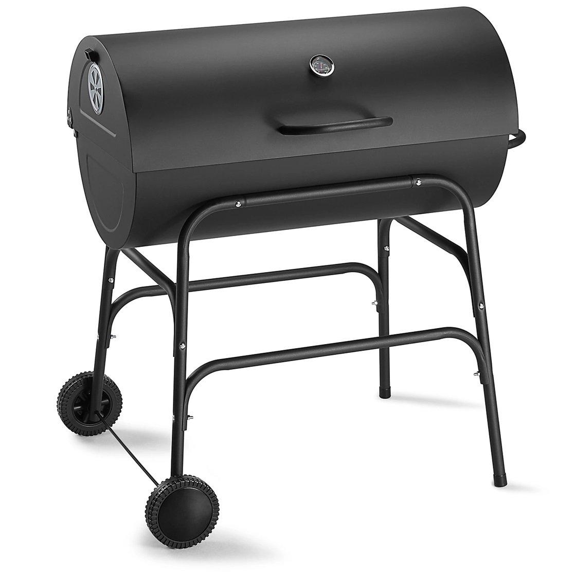 Black - VonHaus - XL Barrel Charcoal BBQ - 9