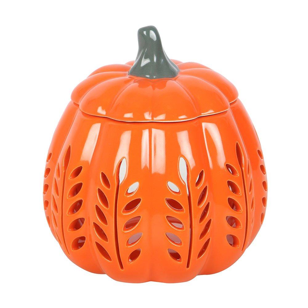 Orange - Something Different - Orange Leaf Cut Out Pumpkin Oil Burner and Wax War - 2