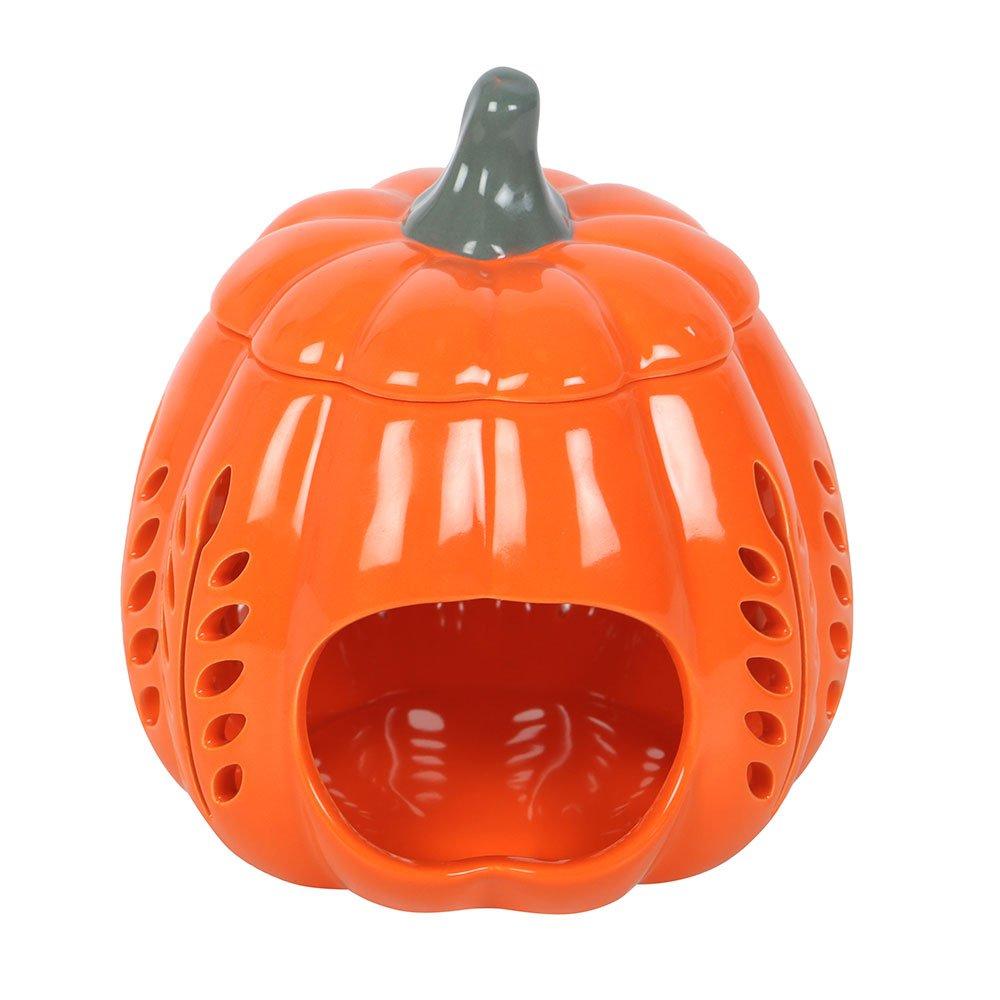 Orange - Something Different - Orange Leaf Cut Out Pumpkin Oil Burner and Wax War - 5