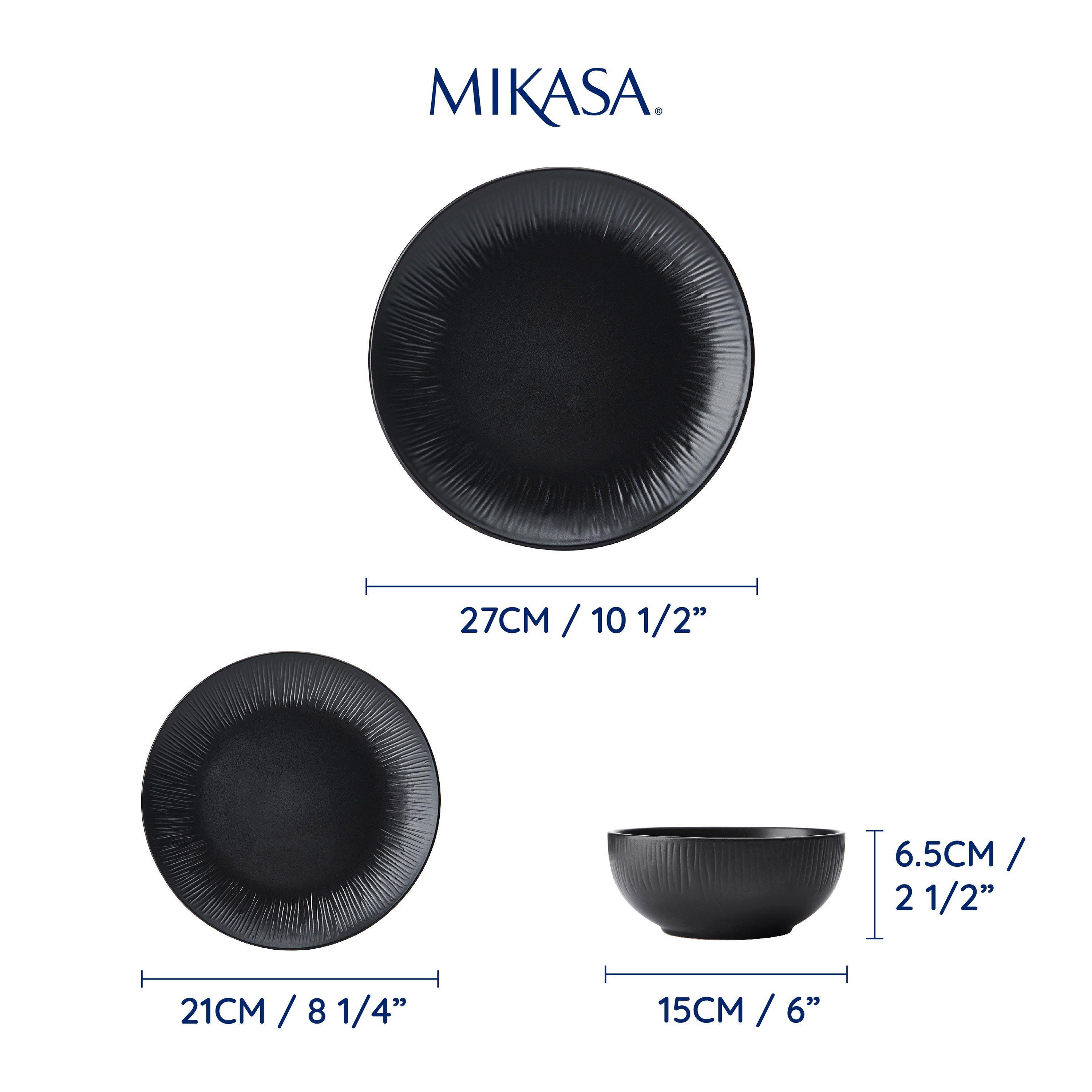 Black - Mikasa - Mikasa Jardin Midnight Stoneware Dinner Set - 2