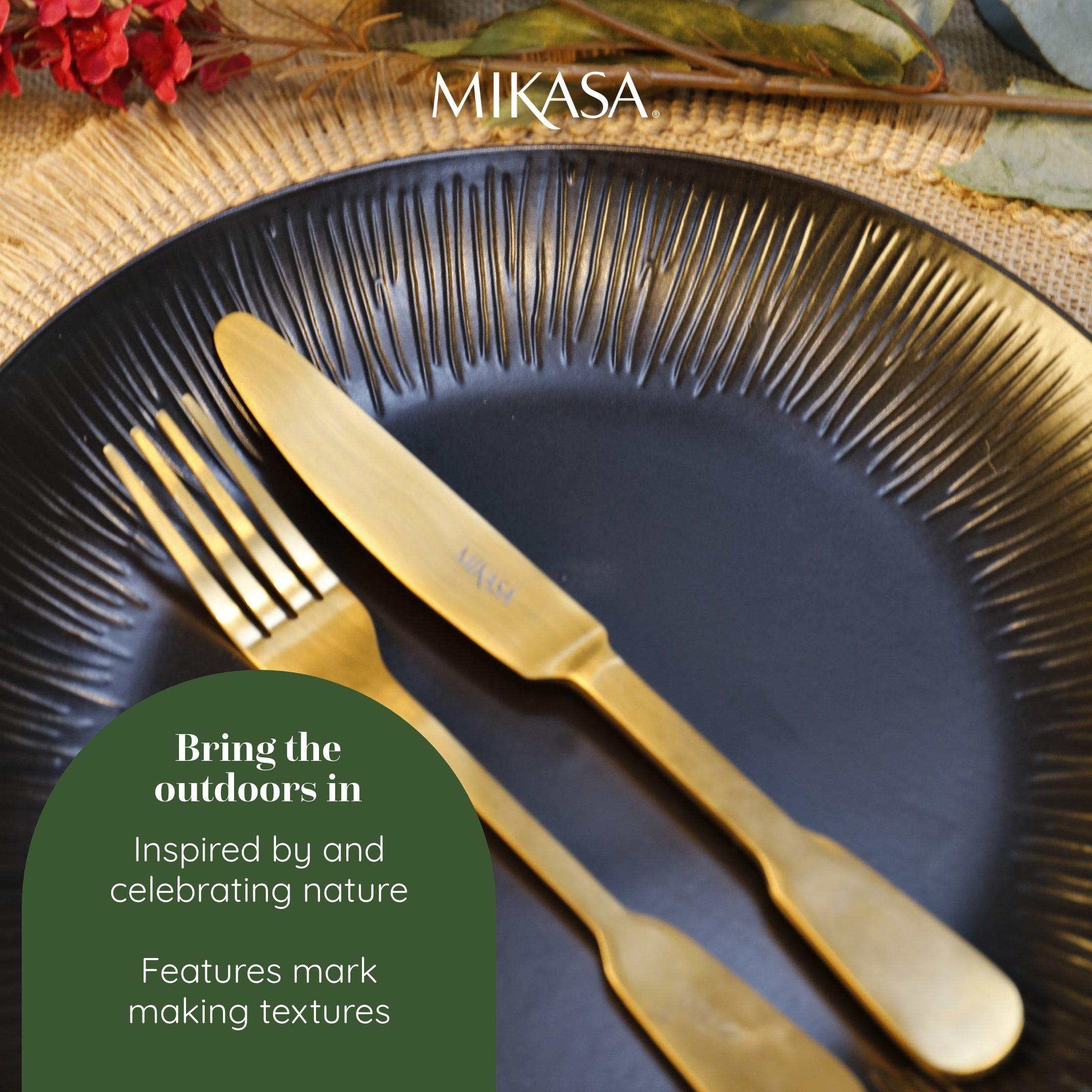 Black - Mikasa - Mikasa Jardin Midnight Stoneware Dinner Set - 4