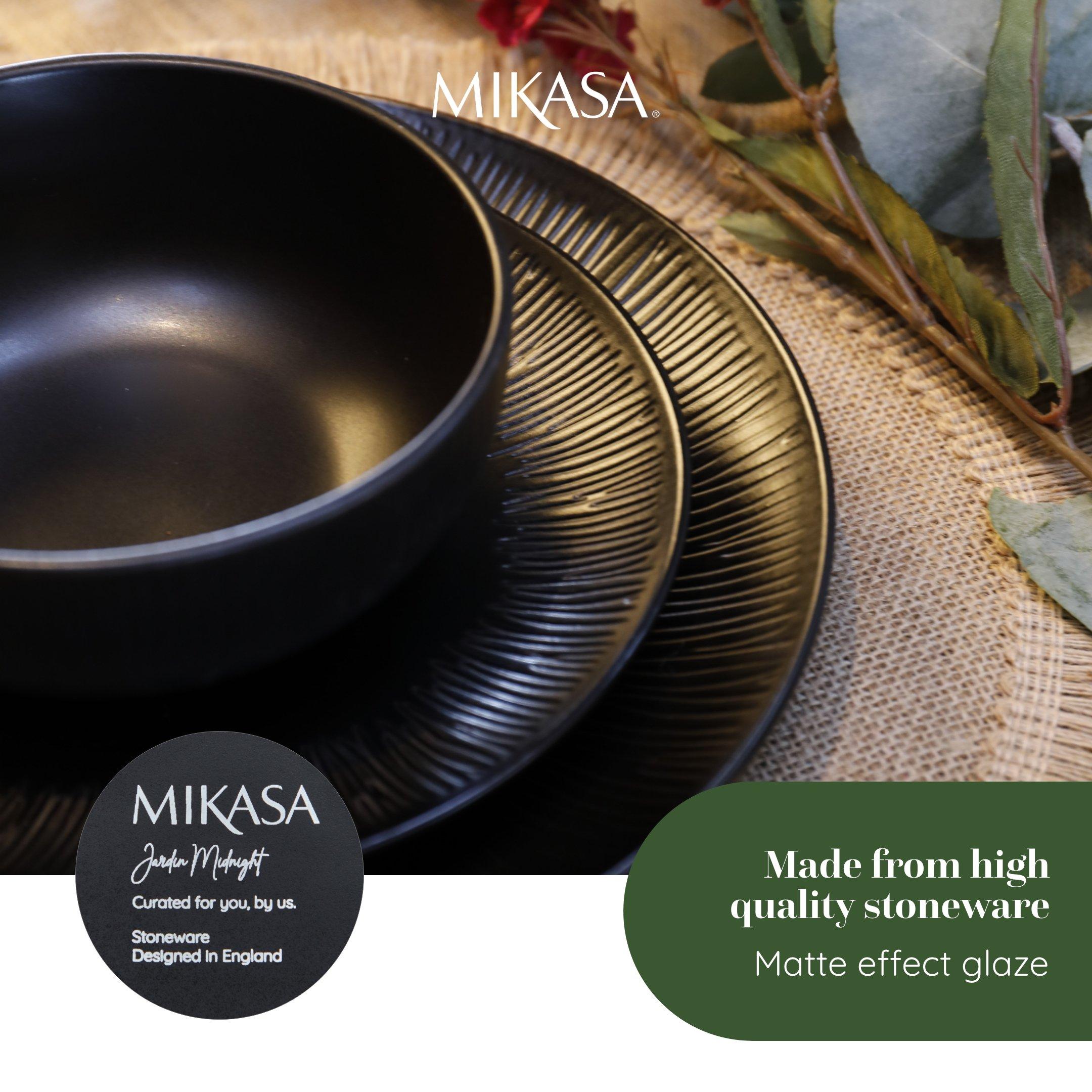 Black - Mikasa - Mikasa Jardin Midnight Stoneware Dinner Set - 5