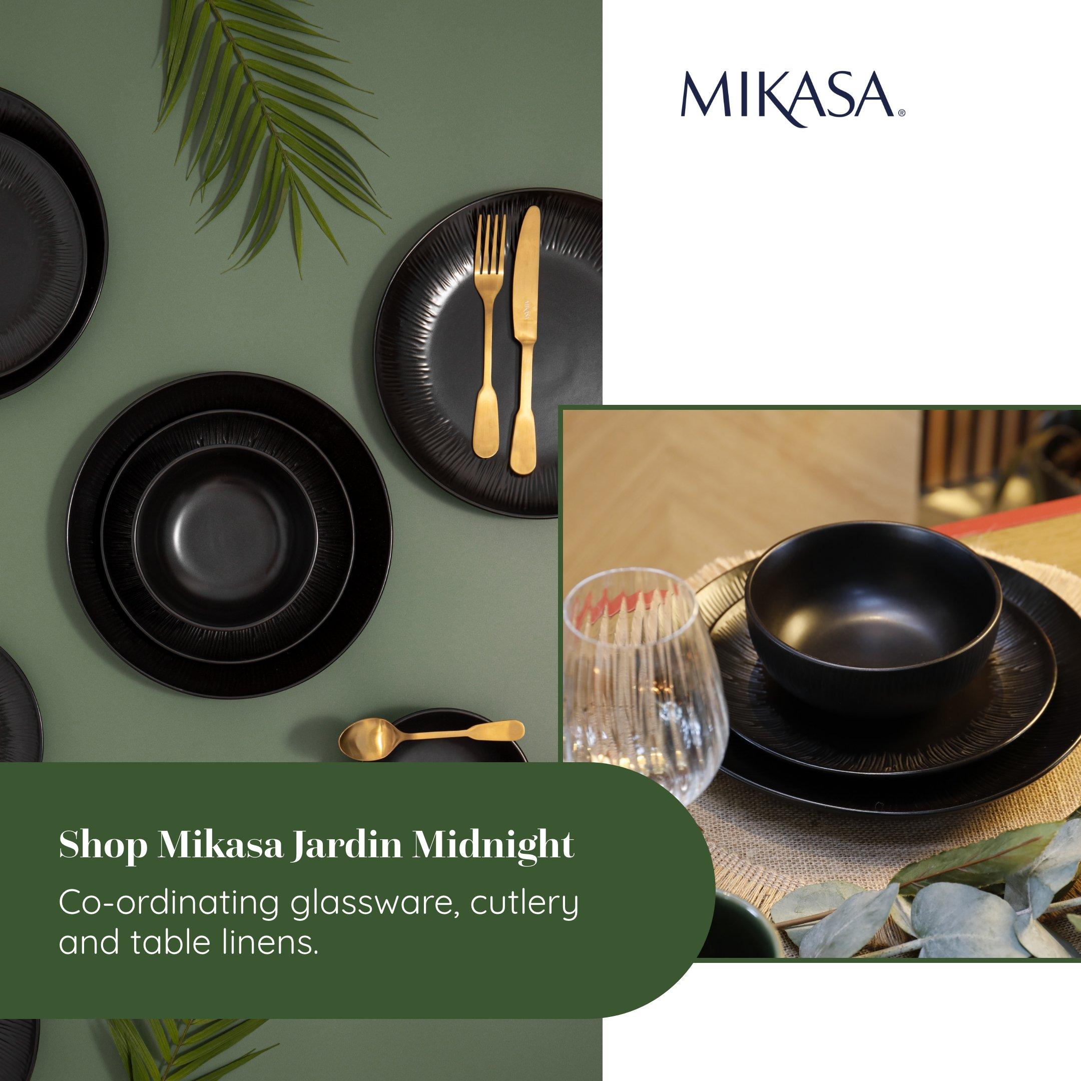 Black - Mikasa - Mikasa Jardin Midnight Stoneware Dinner Set - 6