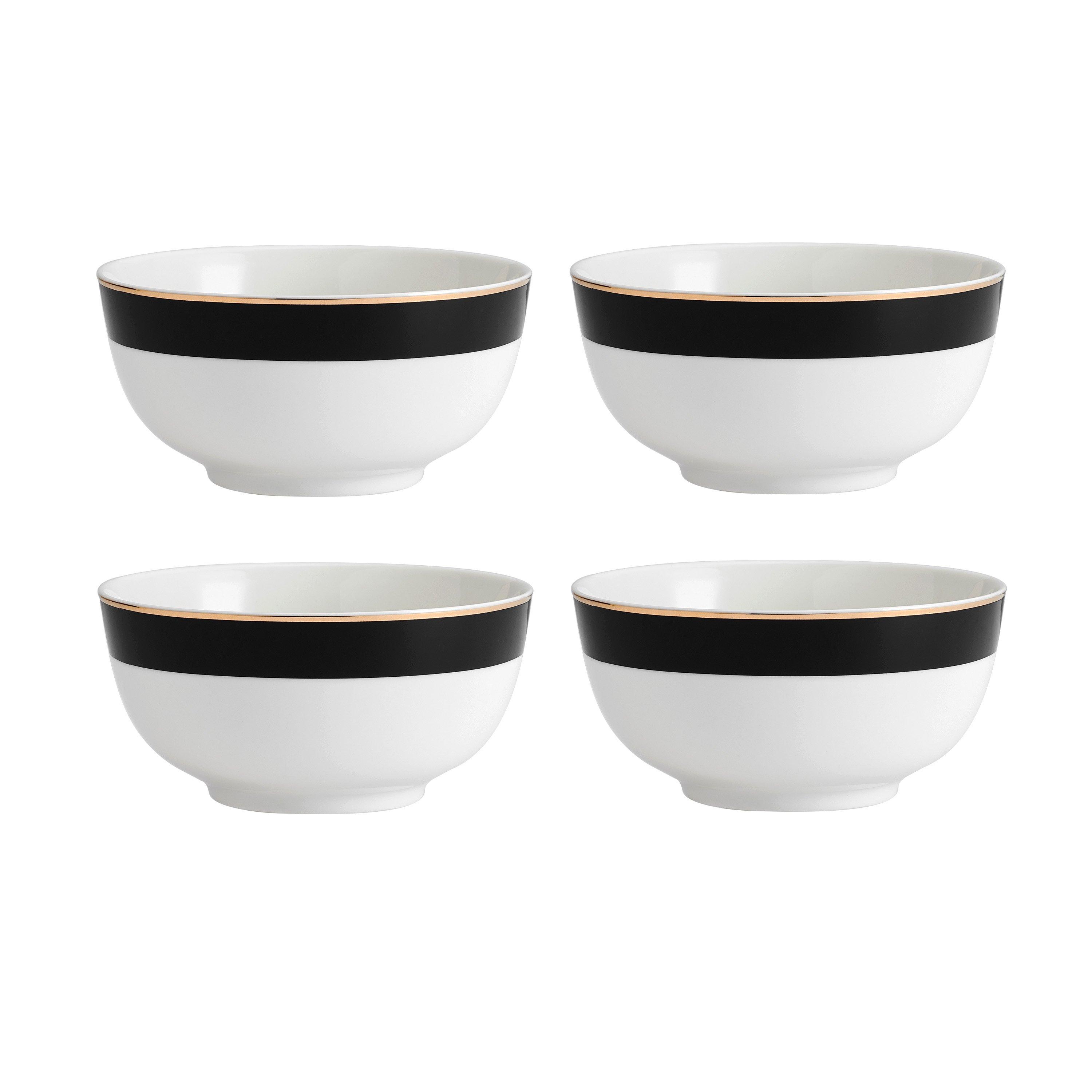 Black / White - Mikasa - Mikasa Luxe Deco China Dinner Set - 4