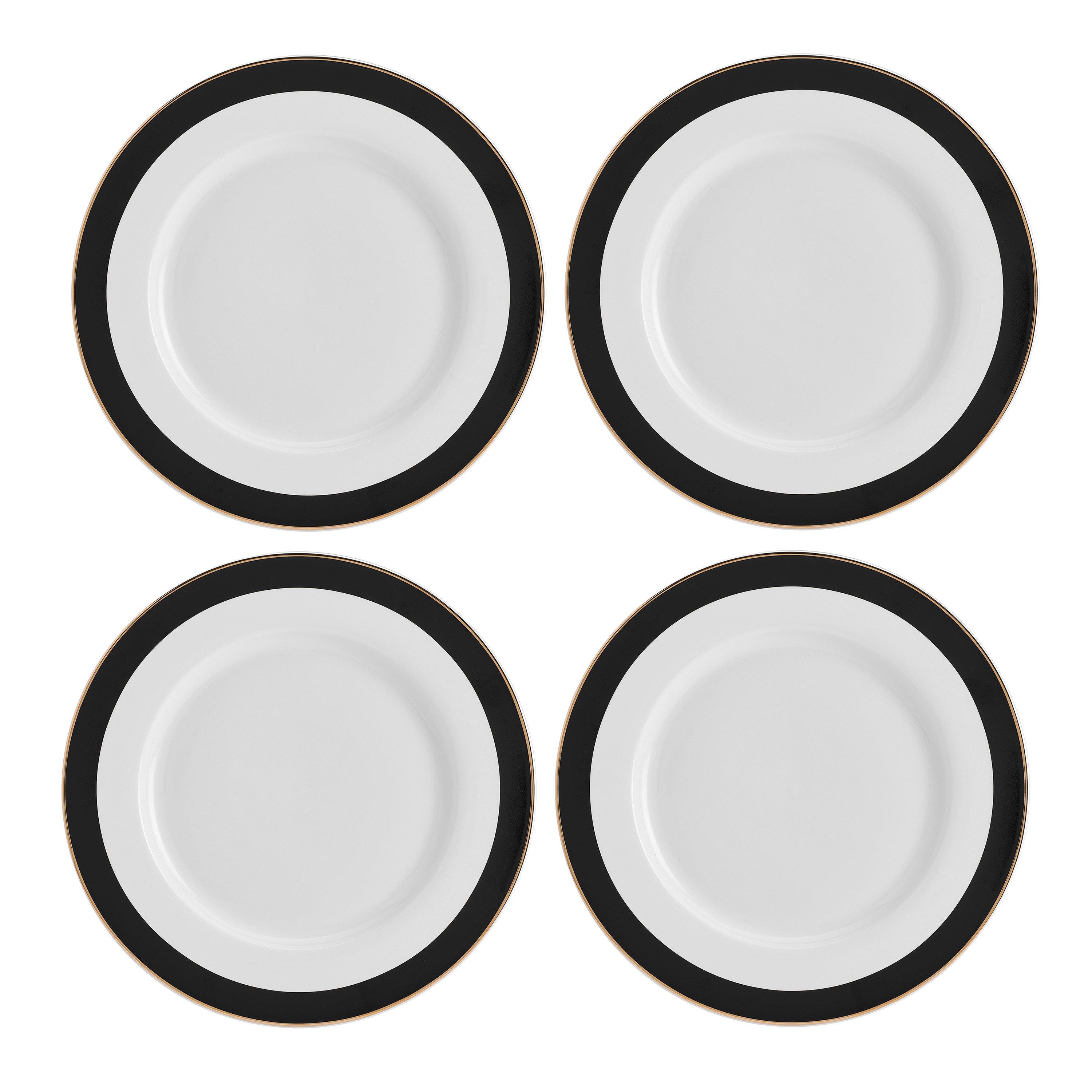 Black / White - Mikasa - Mikasa Luxe Deco China Dinner Set - 6