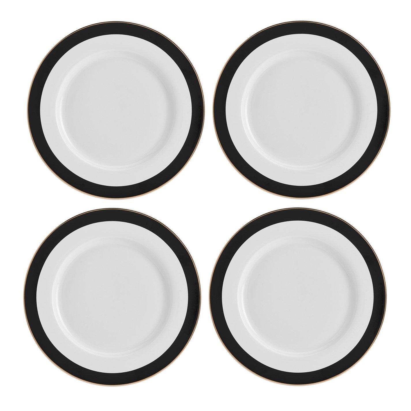 Black / White - Mikasa - 12 piece Luxe Deco Fine China Dinner Set - 7