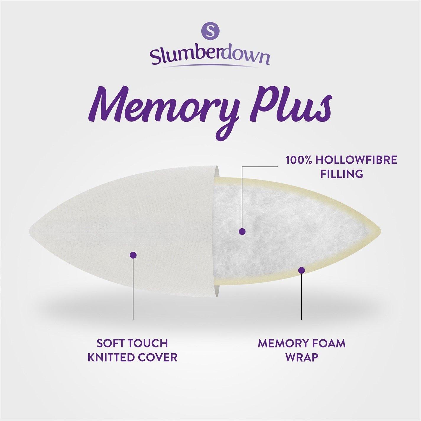 White - Slumberdown - Memory Foam Plus Firm Pillow - 4