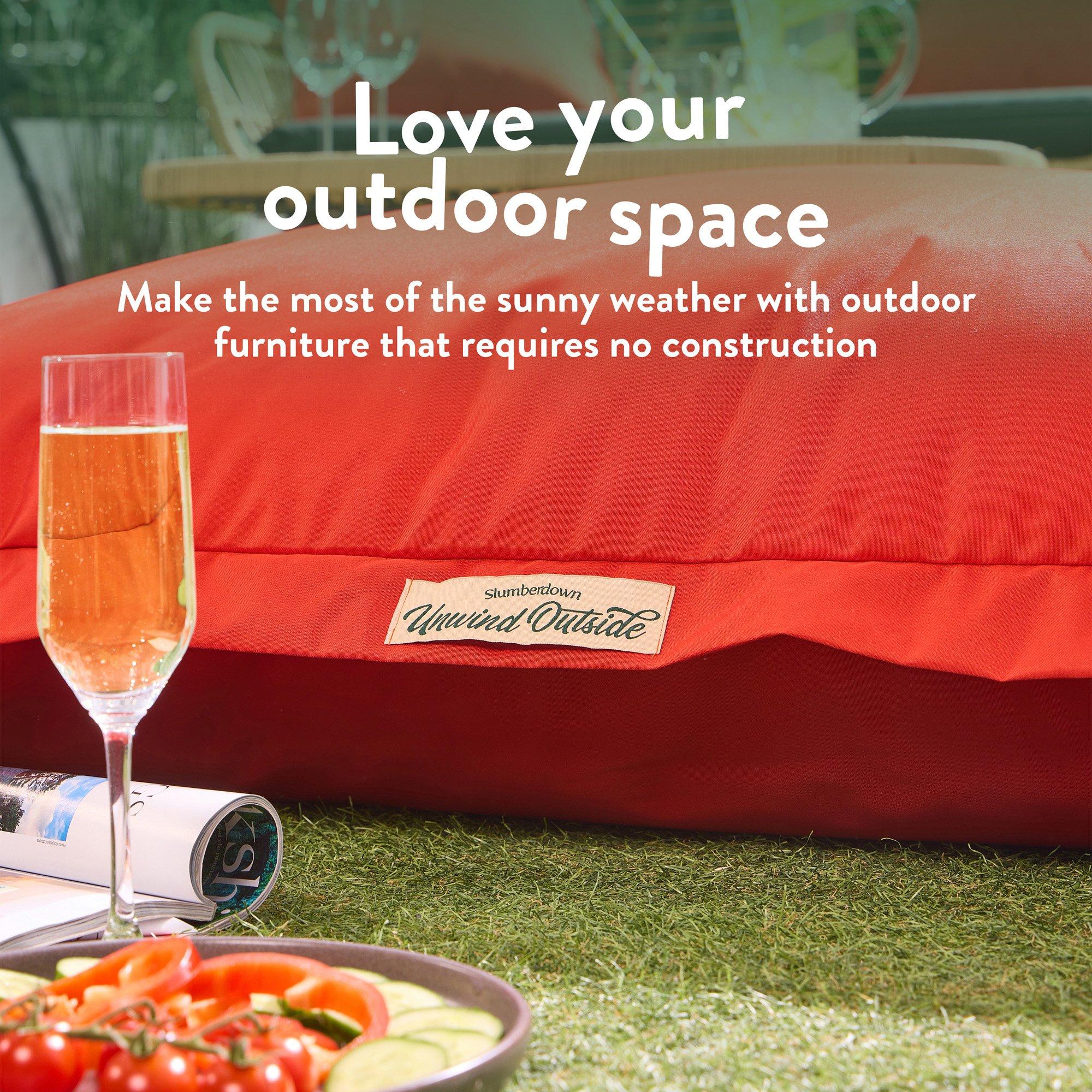 Orange - Slumberdown - Outdoor Big Relax Floor Waterproof Cushion - 3