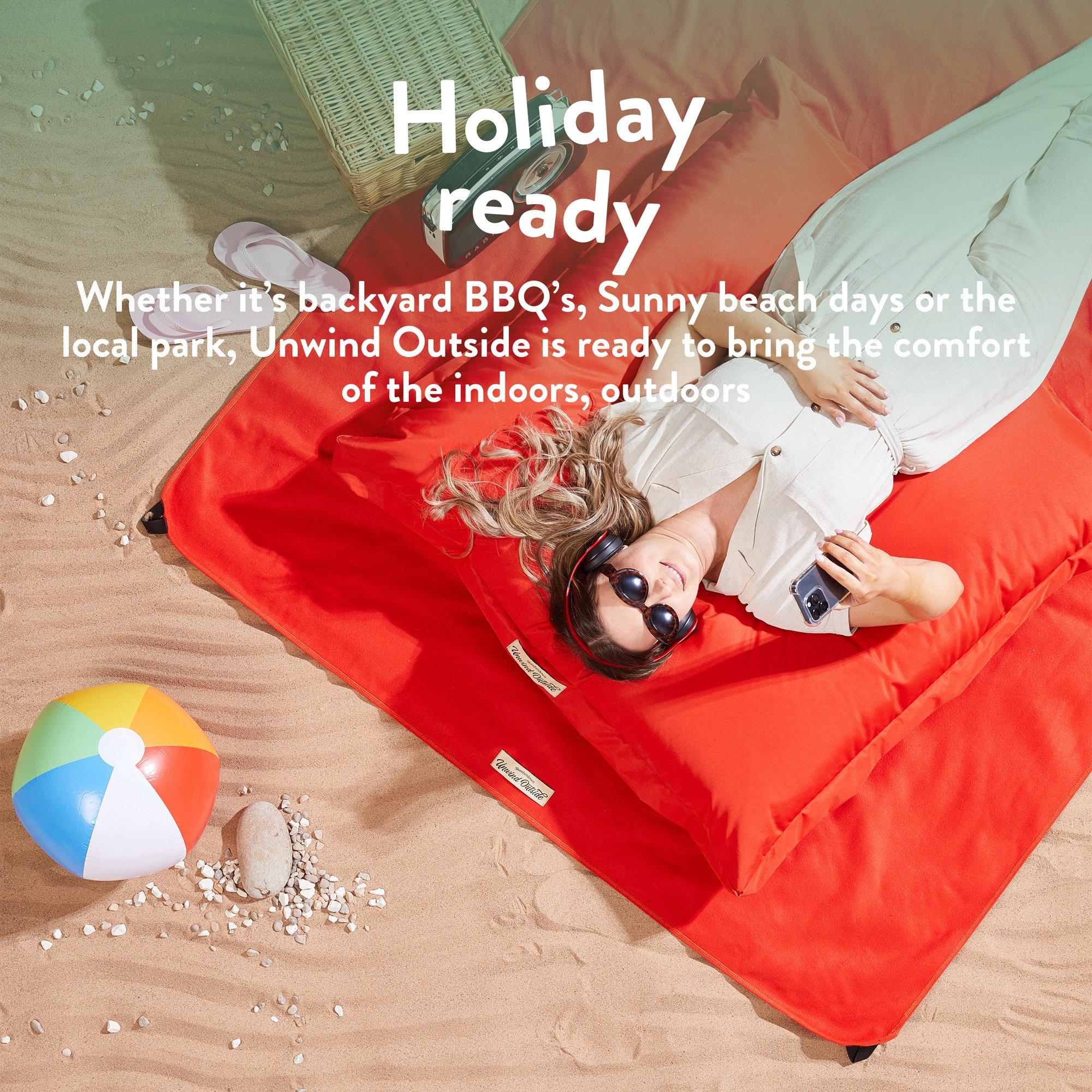 Orange - Slumberdown - Outdoor Big Relax Floor Waterproof Cushion - 7