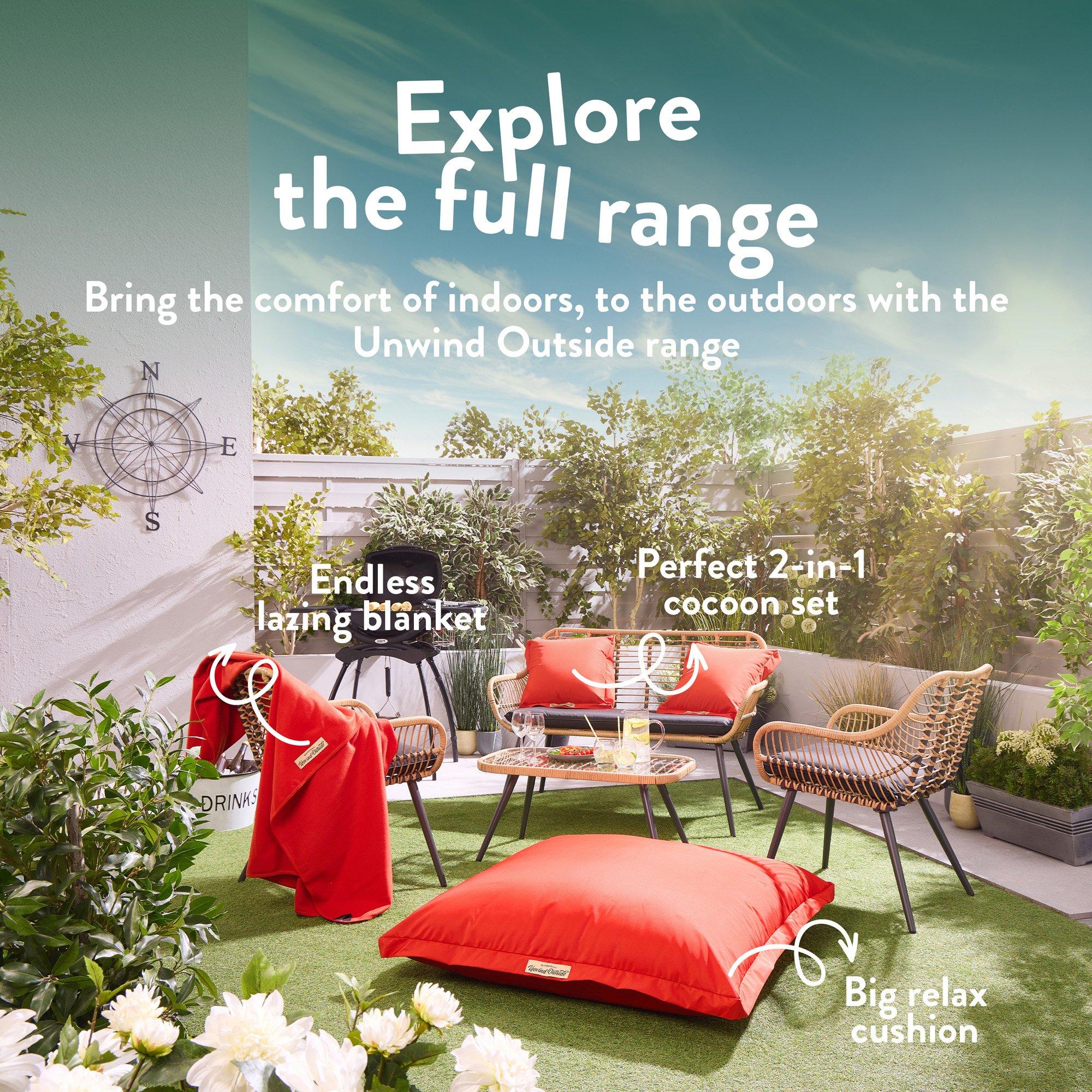 Orange - Slumberdown - Outdoor Big Relax Floor Waterproof Cushion - 8