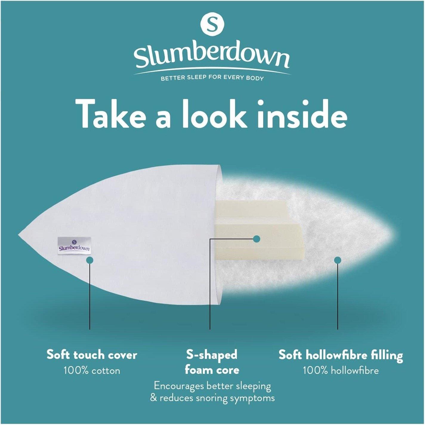 White - Slumberdown - Anti Snore Medium Support Pillow - 7