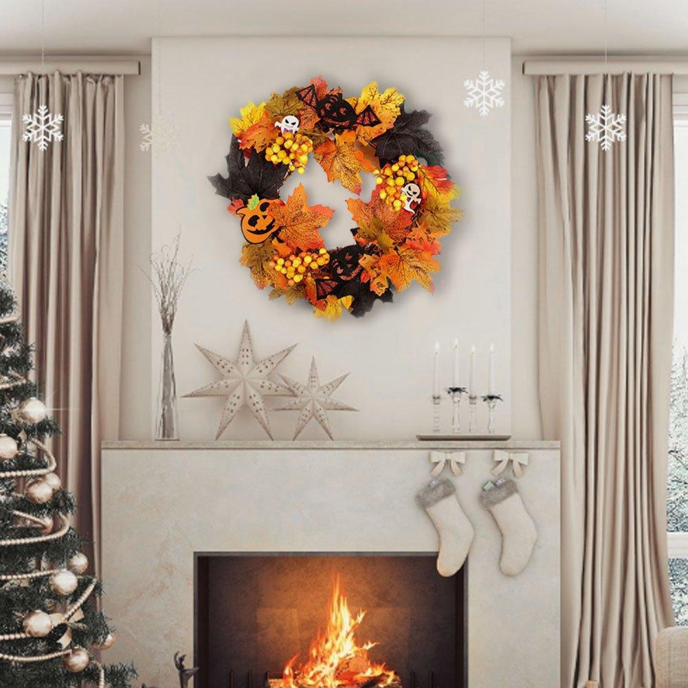 Orange - LIFE IDEAS - Realistic Decoration Wreath with LED Lights - 2