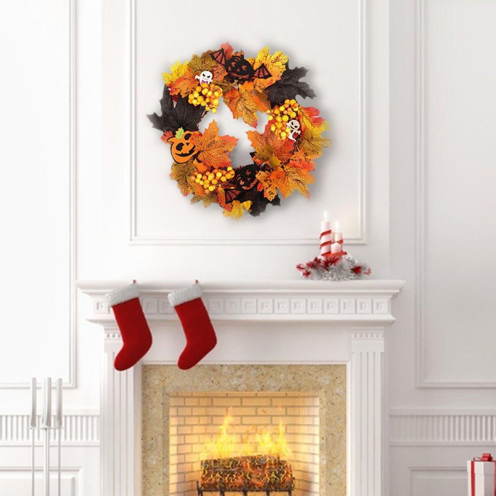 Orange - LIFE IDEAS - Realistic Decoration Wreath with LED Lights - 3