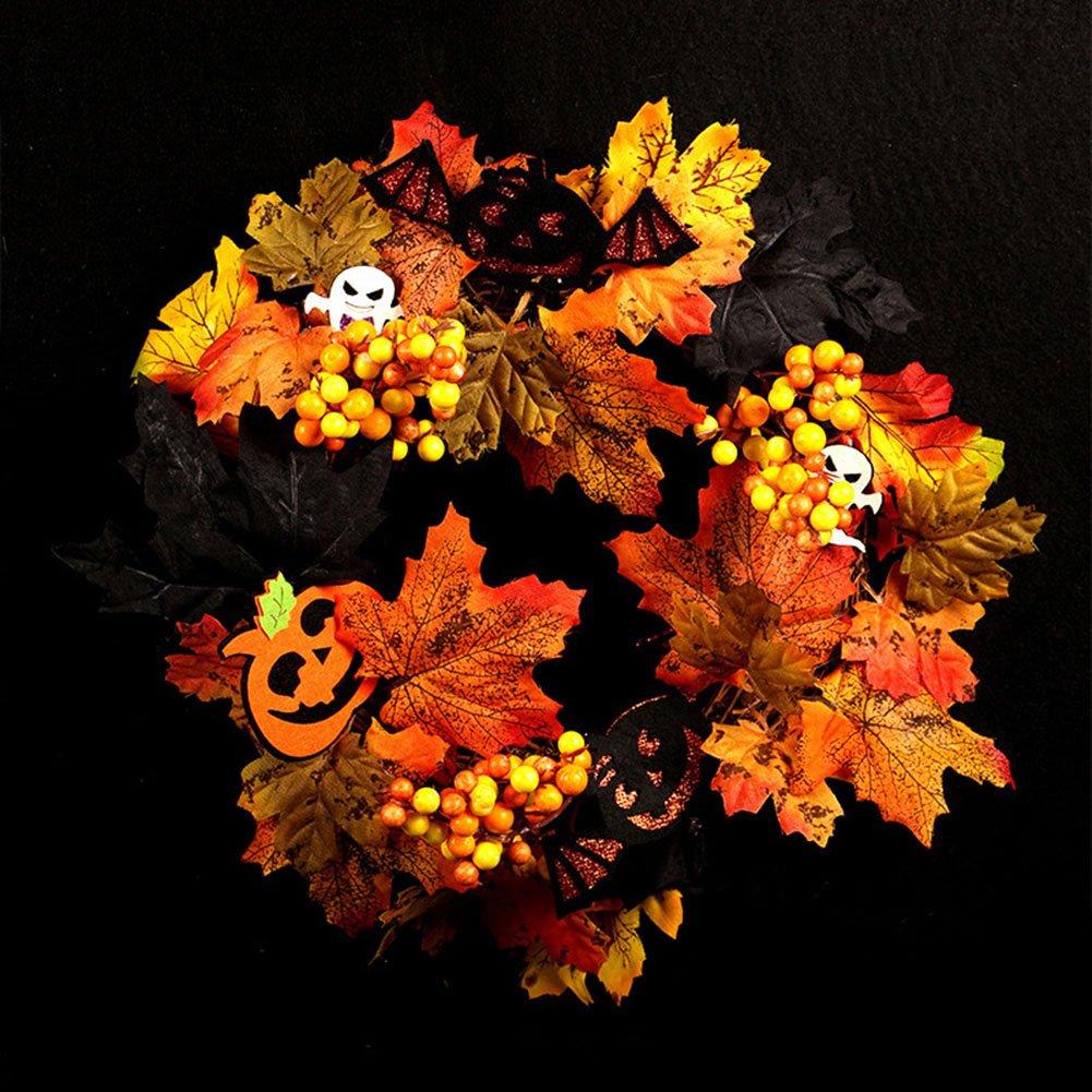 Orange - LIFE IDEAS - Realistic Decoration Wreath with LED Lights - 6