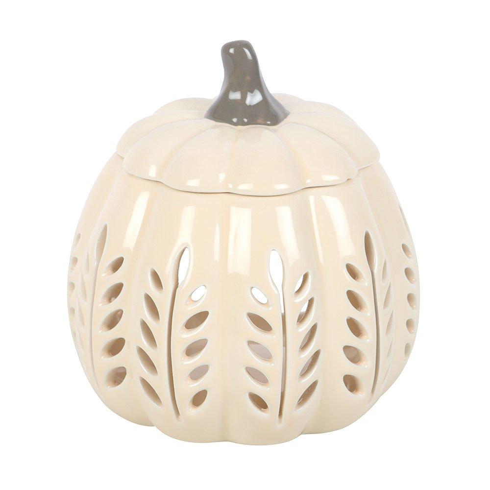Cream - Something Different - Cream Leaf Cut Out Pumpkin Oil Burner and Wax Warm - 2