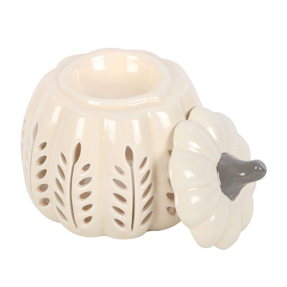 Cream - Something Different - Cream Leaf Cut Out Pumpkin Oil Burner and Wax Warm - 3