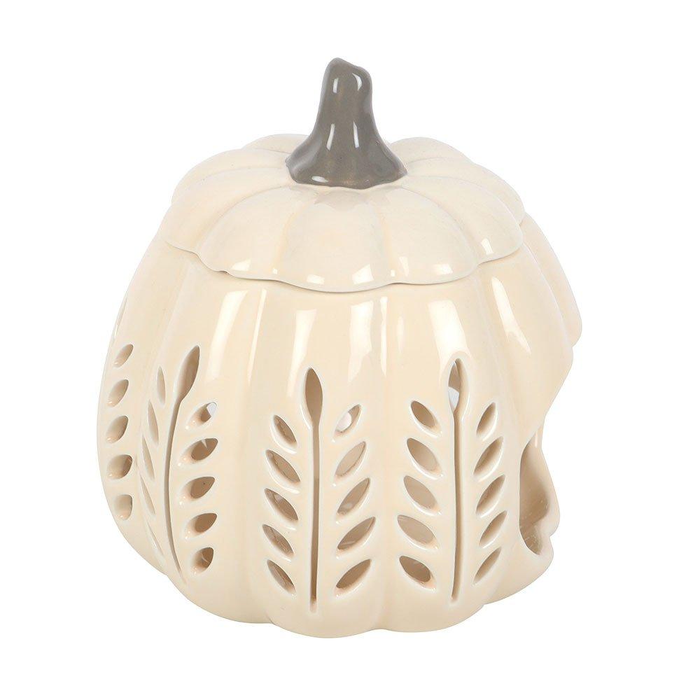 Cream - Something Different - Cream Leaf Cut Out Pumpkin Oil Burner and Wax Warm - 4
