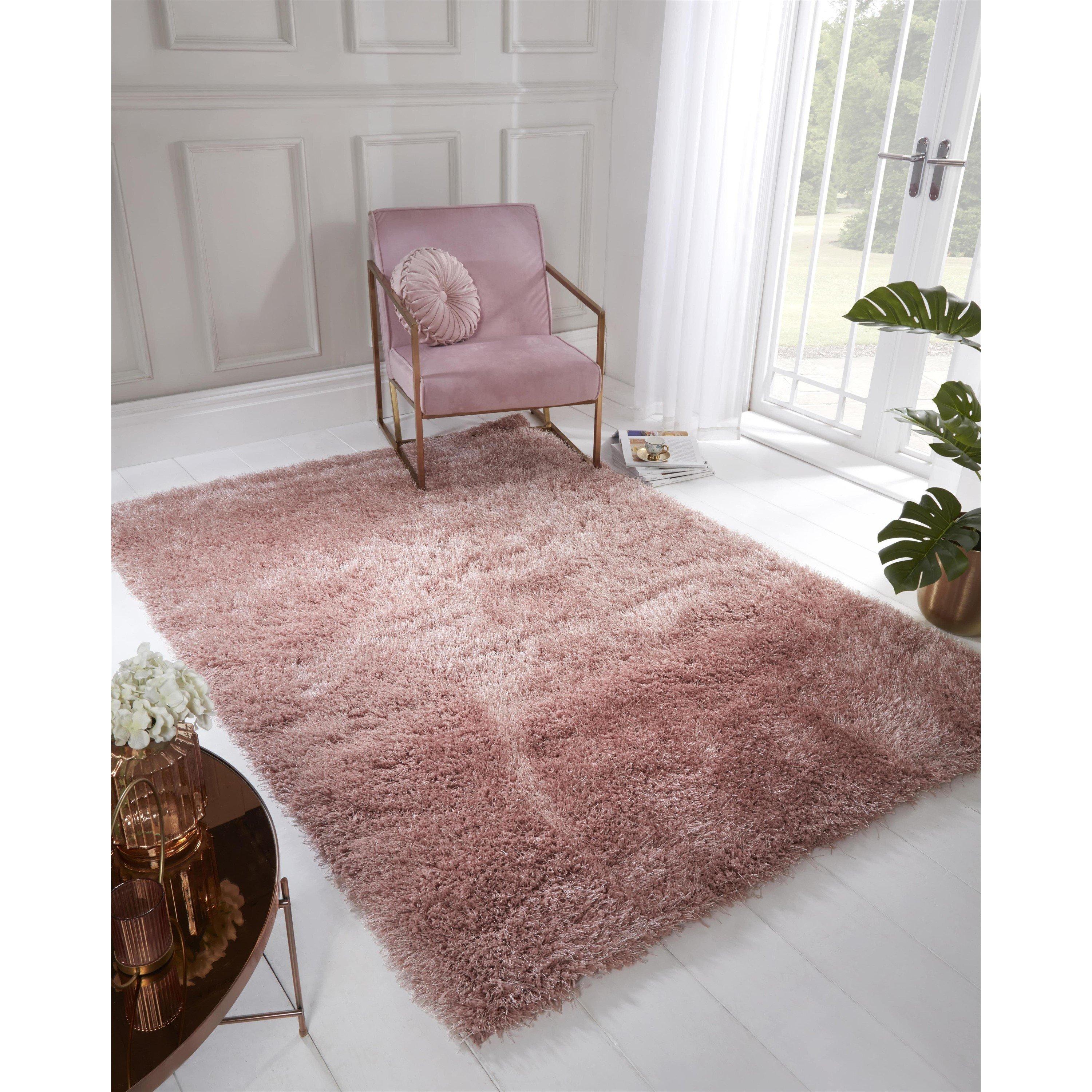 Ultimate Rug  Boston Plain Shaggy Rug - Blush - 60x110cm