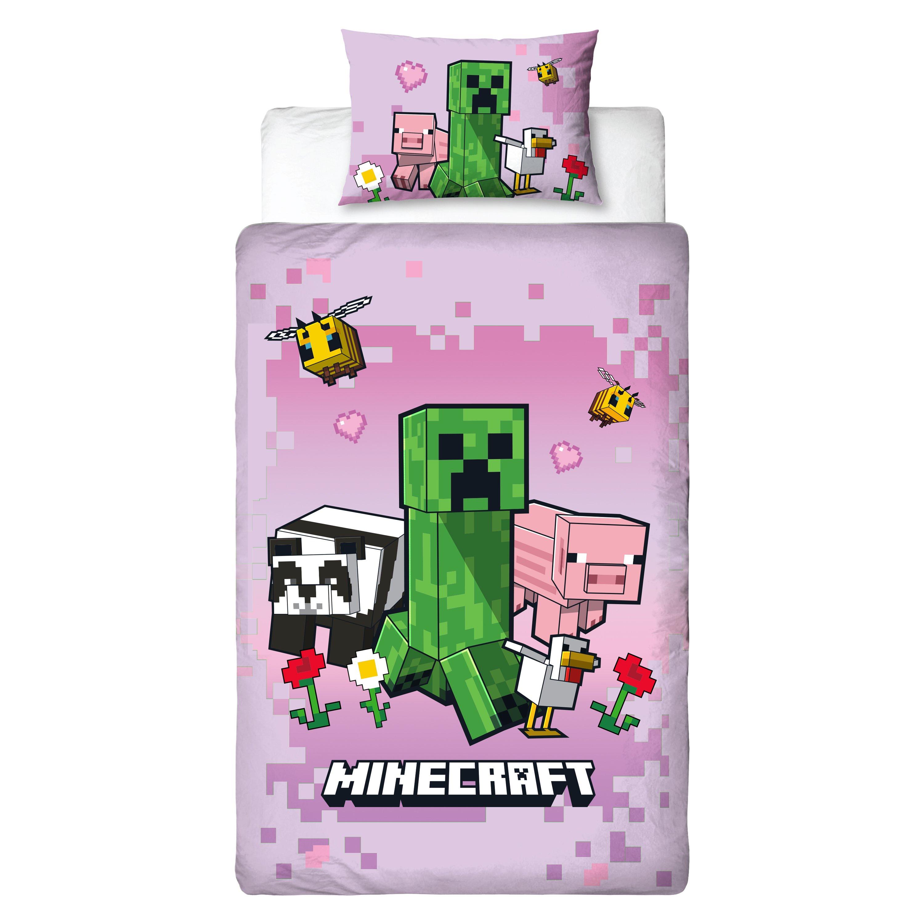 Pink - Minecraft - Minecraft Group Single Duvet Cover - 1