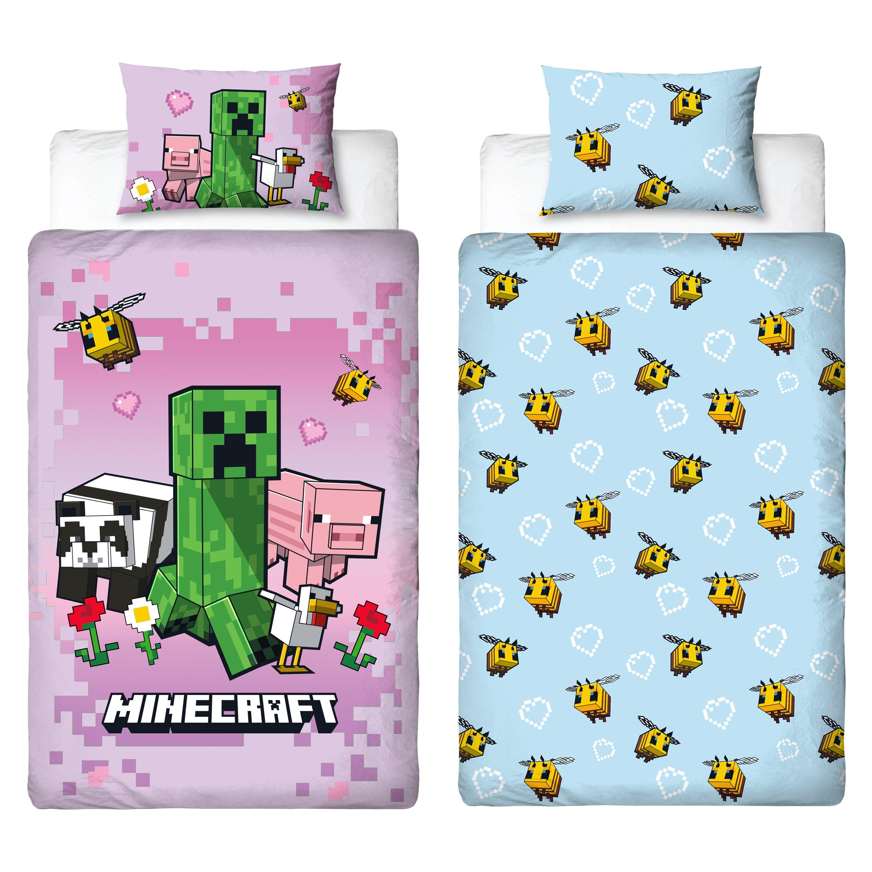 Pink - Minecraft - Minecraft Group Single Duvet Cover - 3