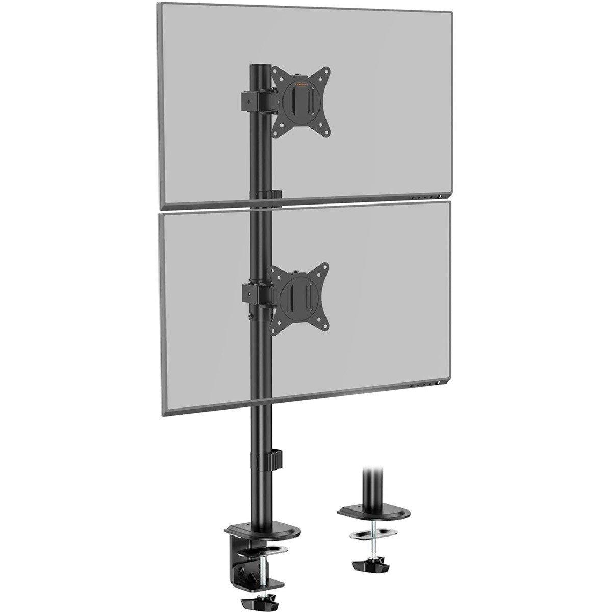 Black - VonHaus - Vertical Double Monitor Mount - 1