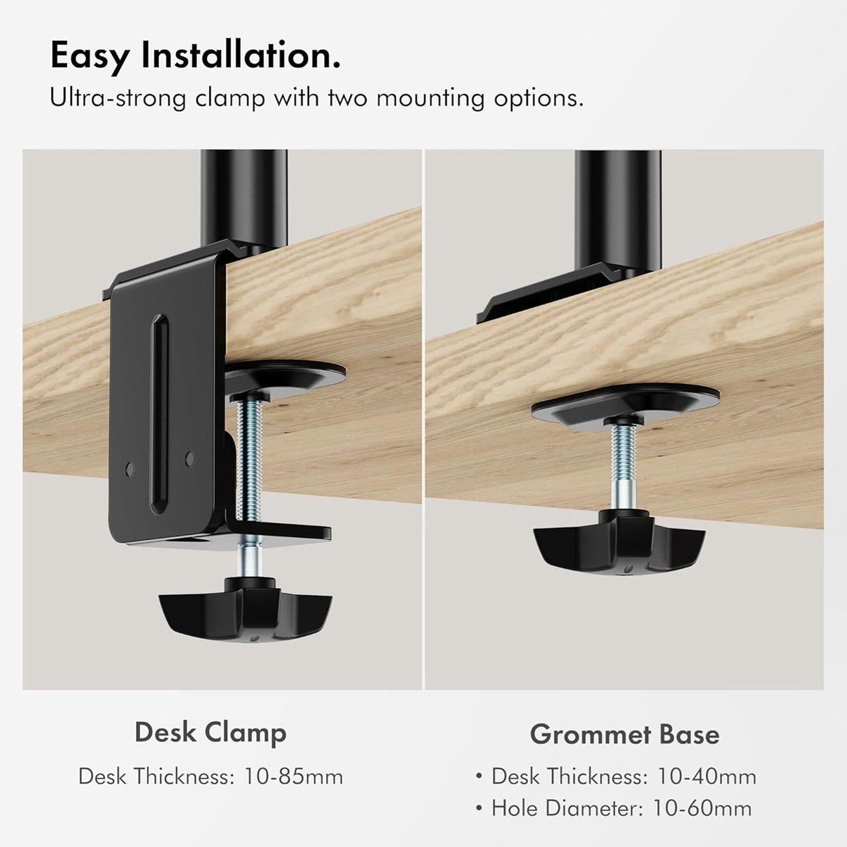 Black - VonHaus - Vertical Double Monitor Mount - 4