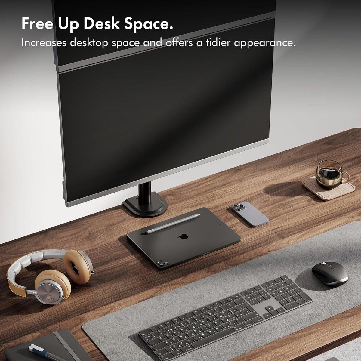 Black - VonHaus - Vertical Double Monitor Mount - 5