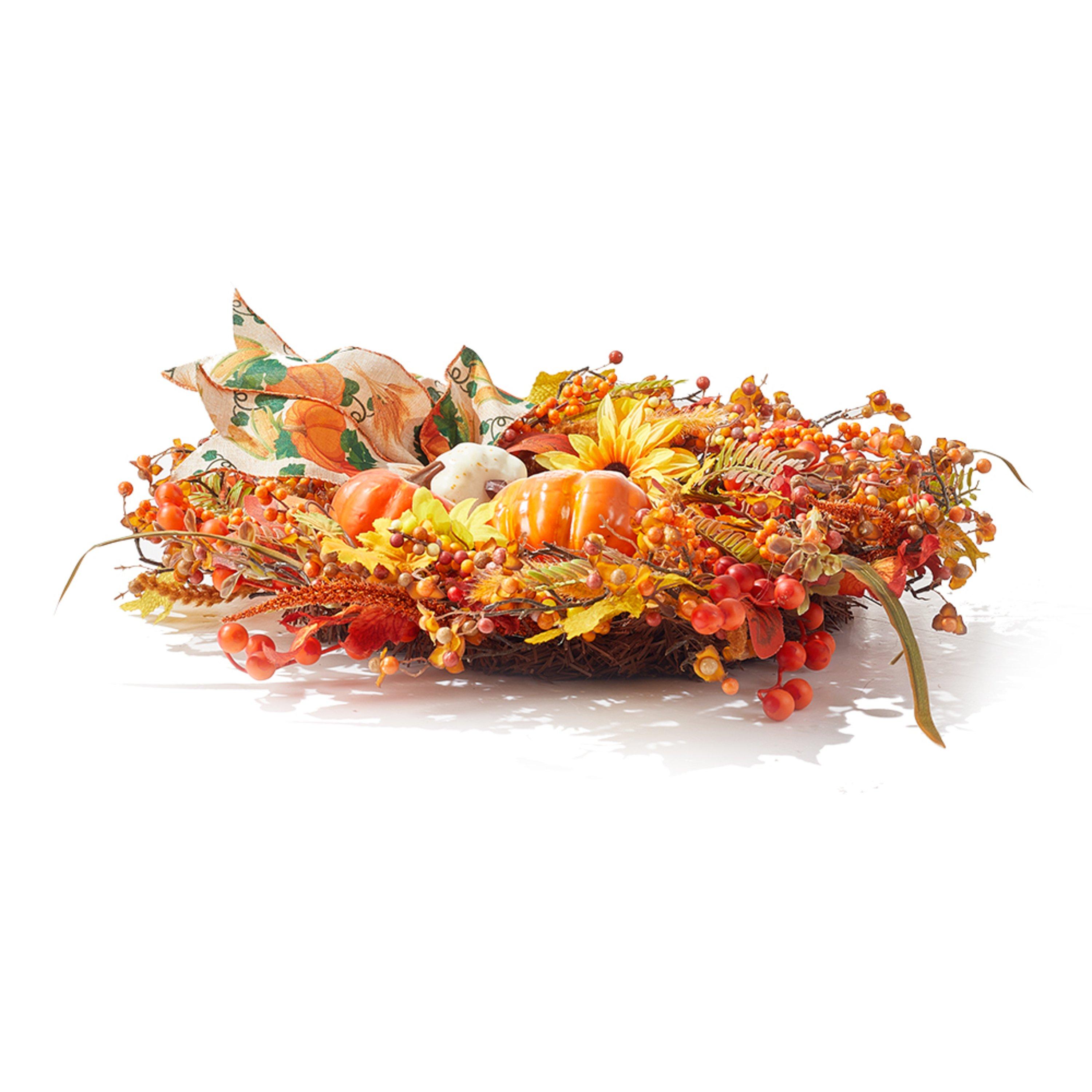 Orangeyellow - LIFE IDEAS - Halloween Artificial Pumpkin Maple Leaves Wreath - 4