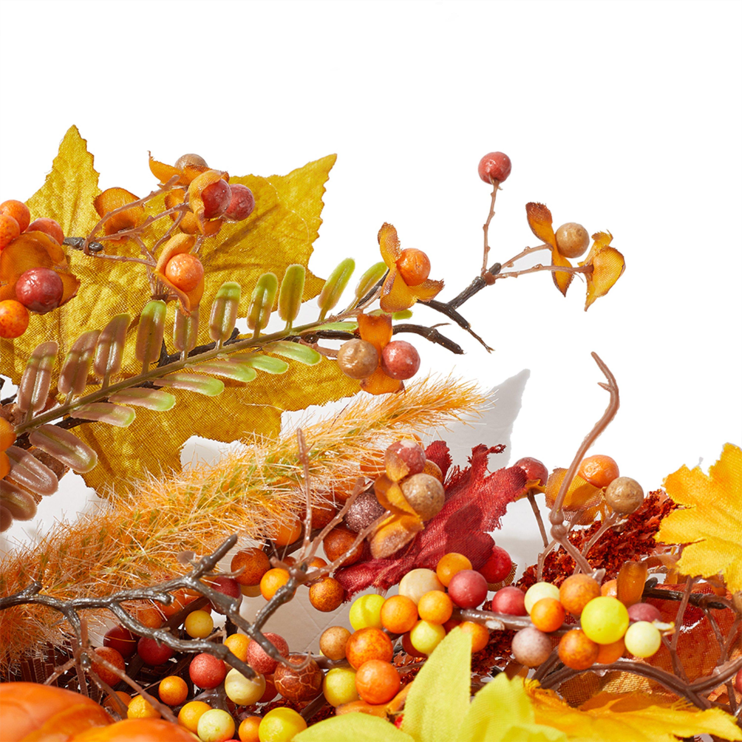 Orangeyellow - LIFE IDEAS - Halloween Artificial Pumpkin Maple Leaves Wreath - 8