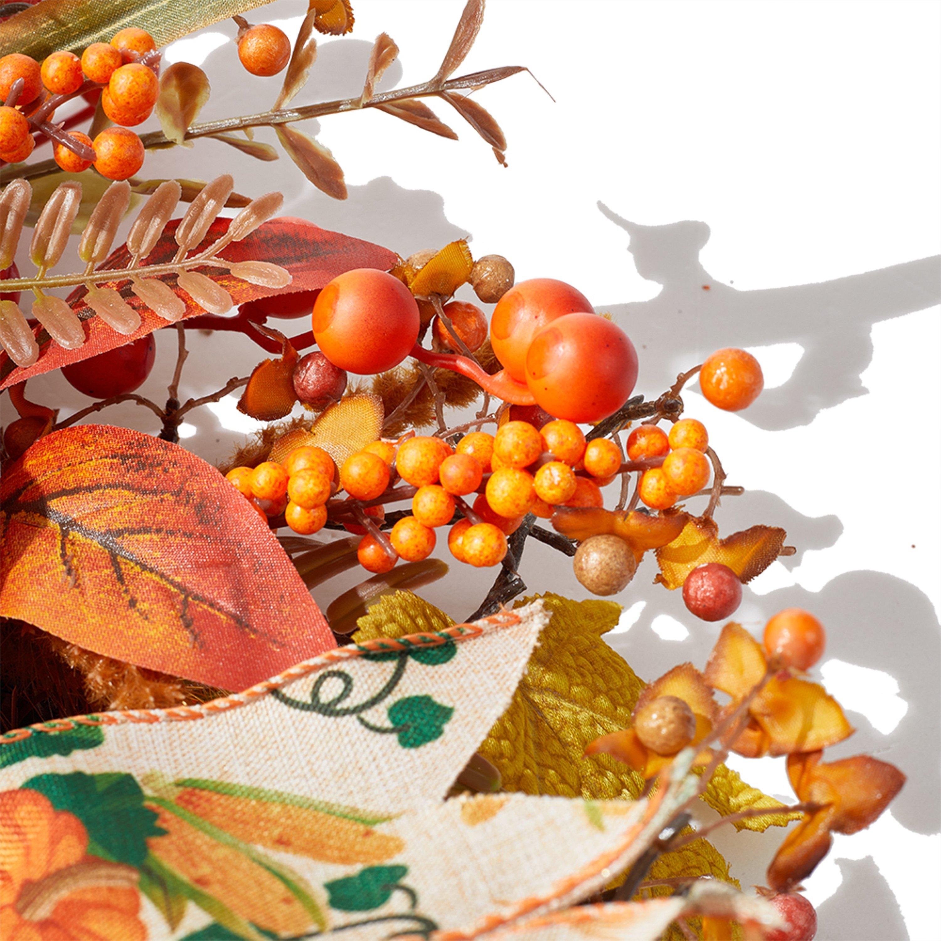 Orangeyellow - LIFE IDEAS - Halloween Artificial Pumpkin Maple Leaves Wreath - 9