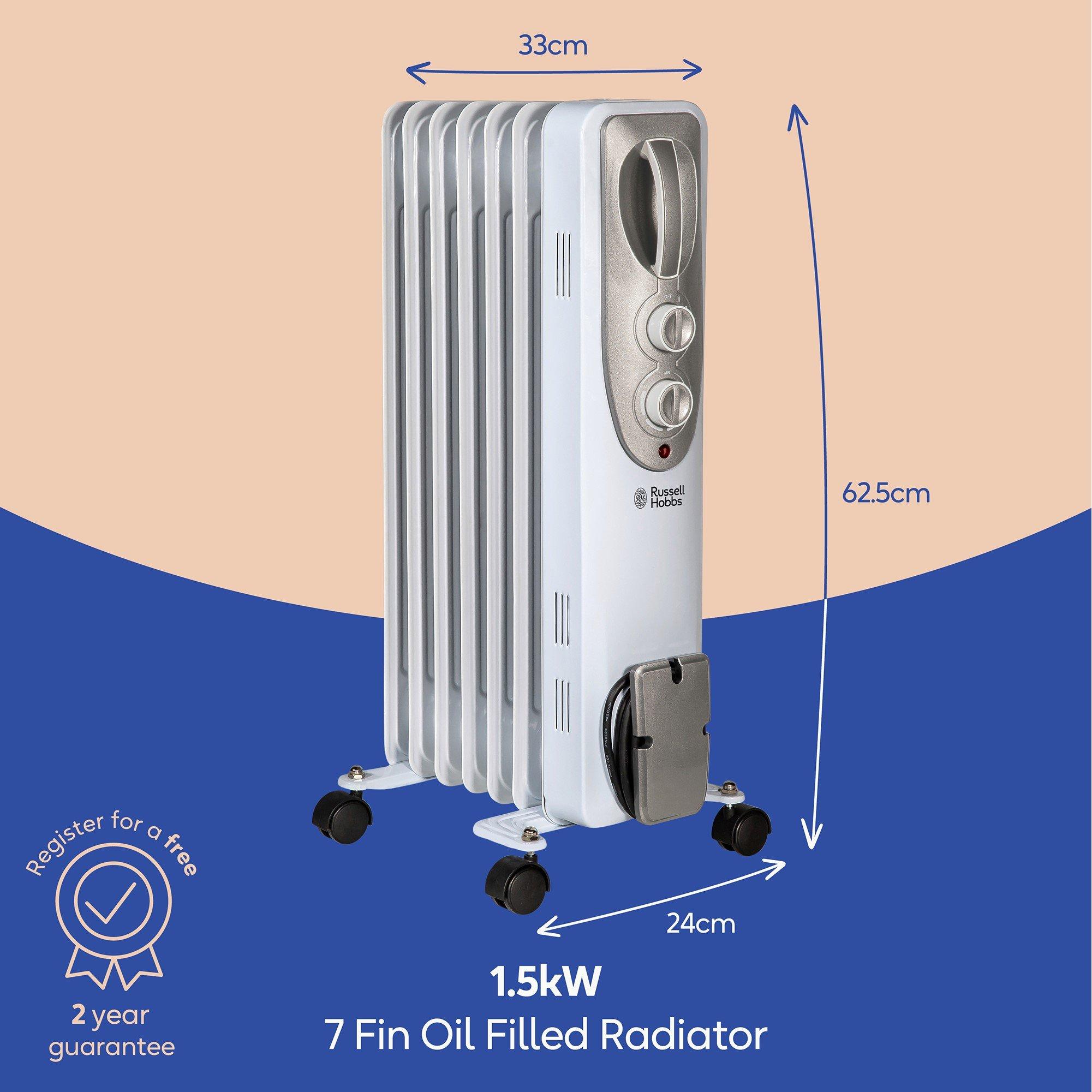 White - Russell Hobbs - RHOFR5001 1.5kW Radiator - 2