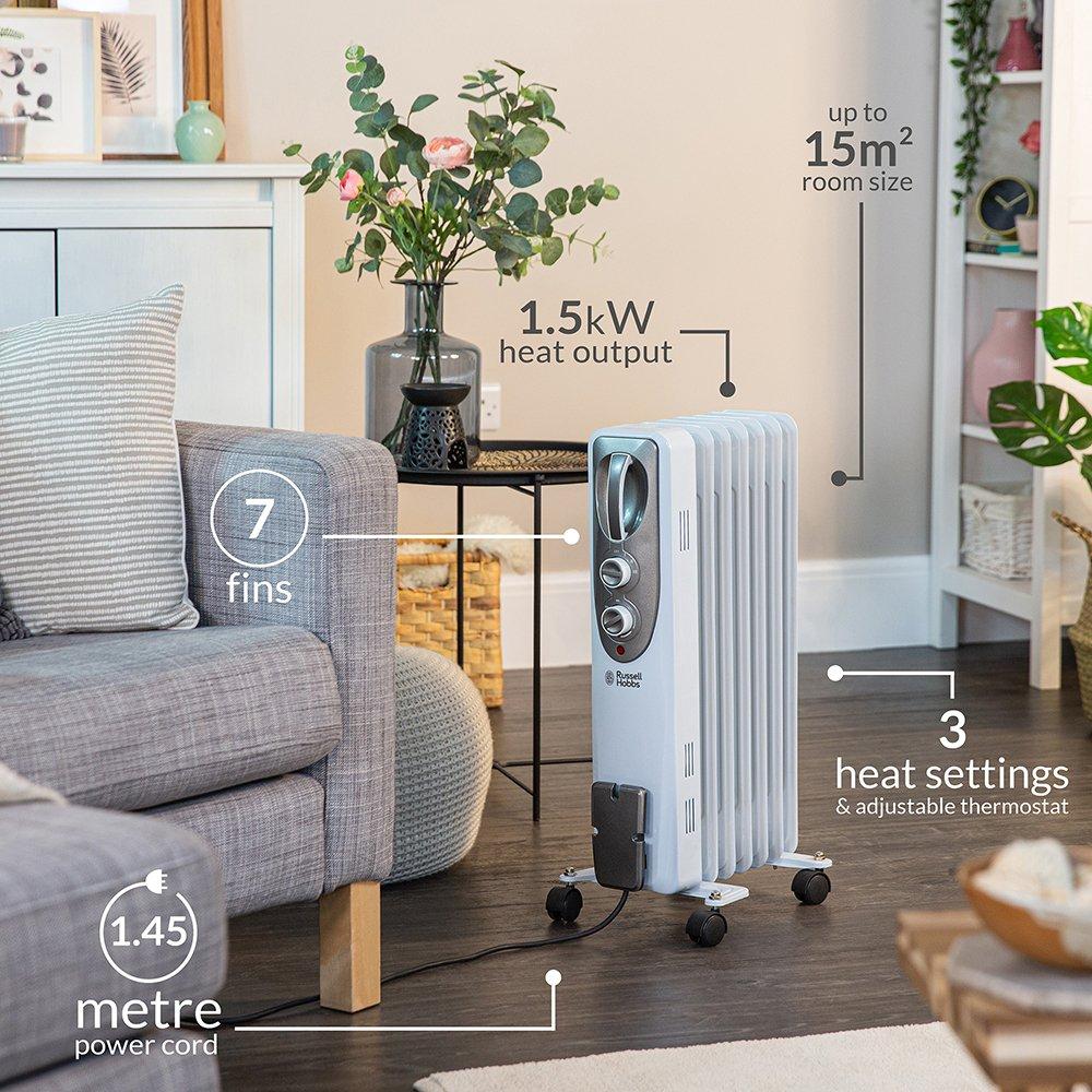 White - Russell Hobbs - RHOFR5001 1.5kW Radiator - 3
