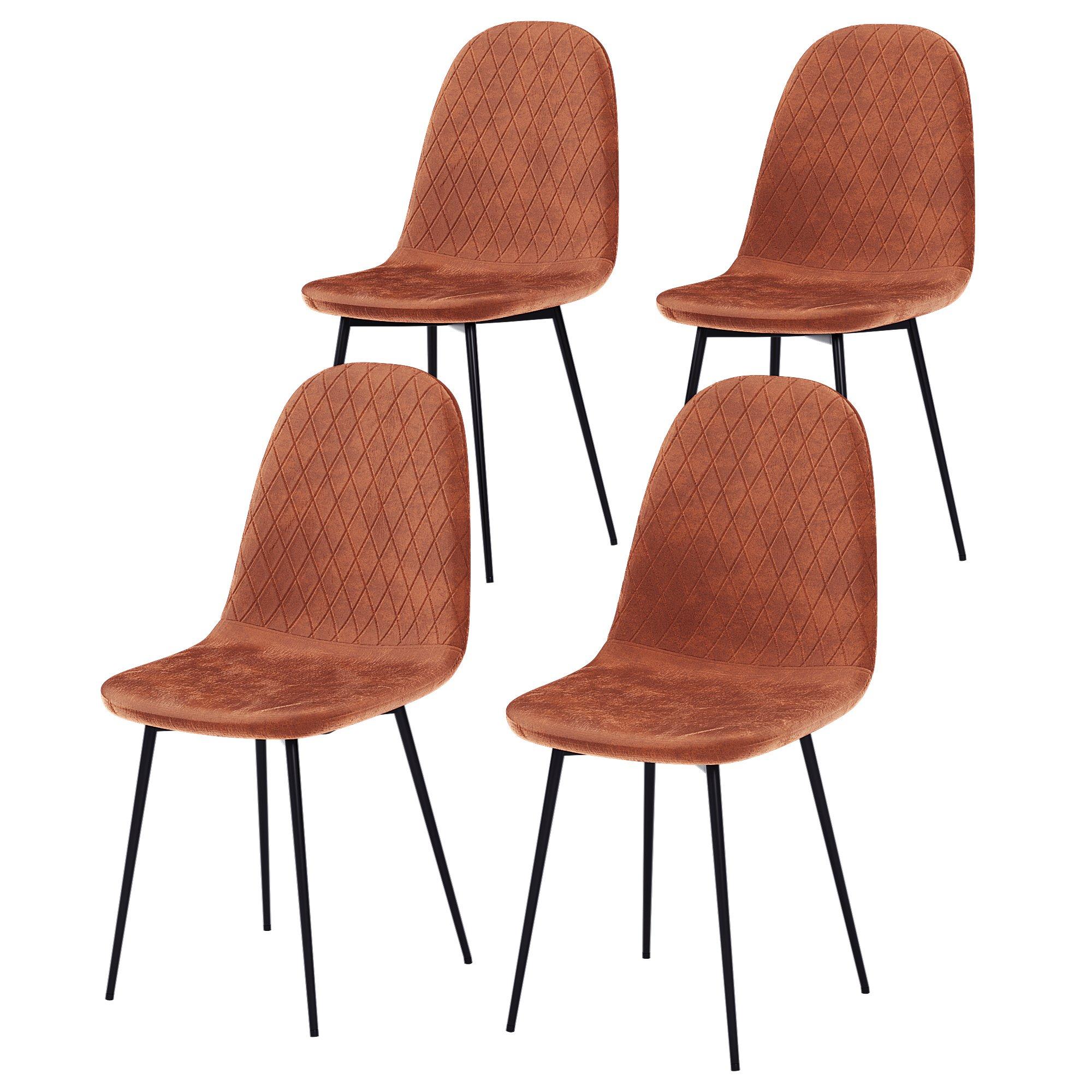 Orange - Lassic - Vida Designs Luton Set Of 4 Velvet Dining Chairs - 11