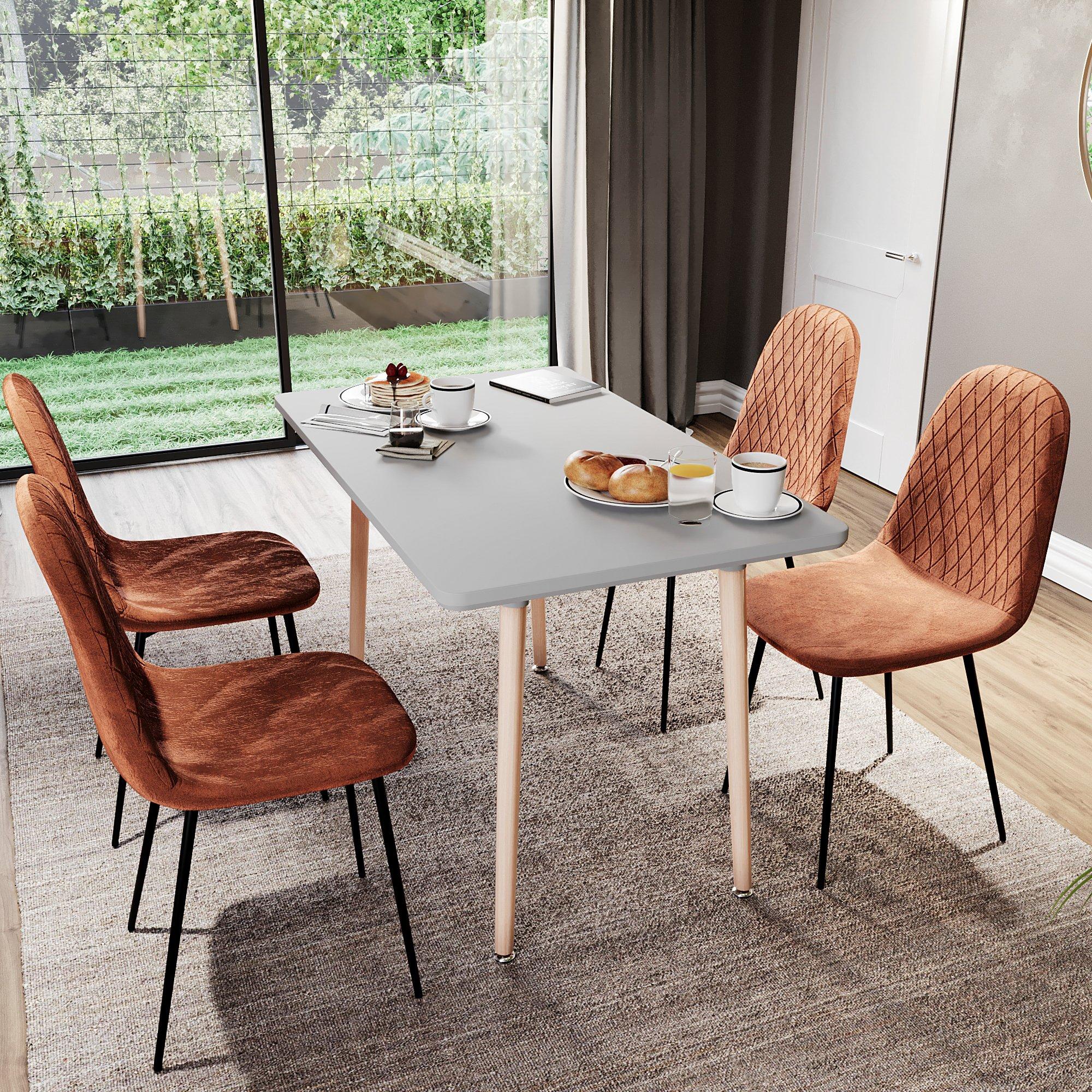 Orange - Lassic - Vida Designs Luton Set Of 4 Velvet Dining Chairs - 7