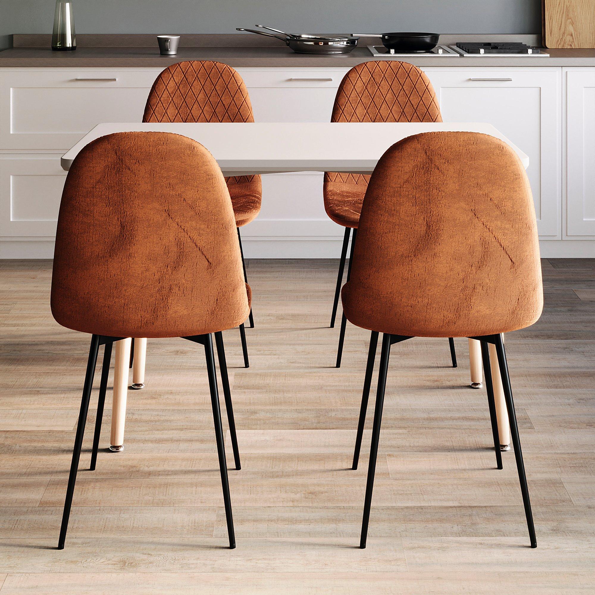Orange - Lassic - Vida Designs Luton Set Of 4 Velvet Dining Chairs - 9
