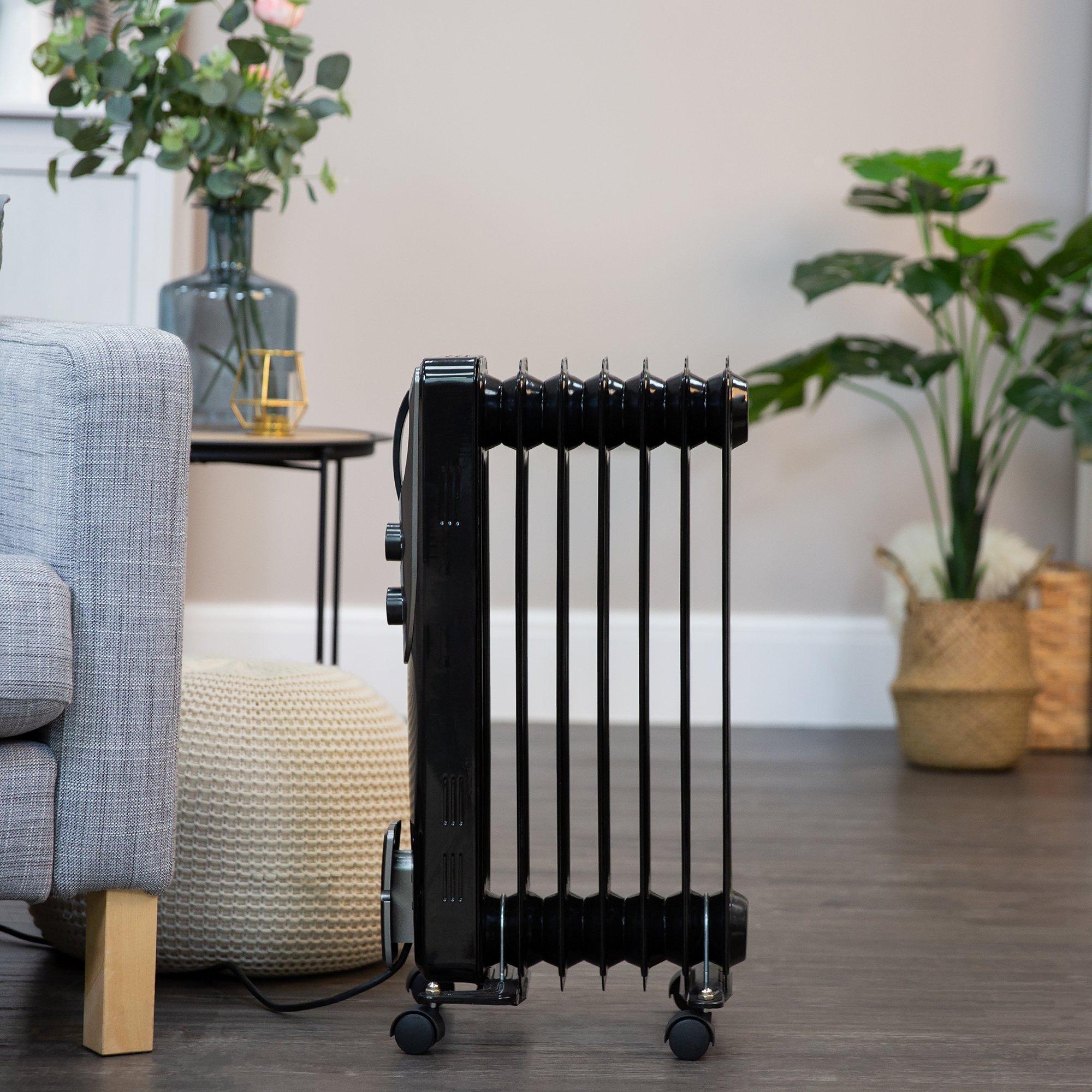 Black - Russell Hobbs - Russell Hobbs RHOFR5001B 1.5kW Oil Filled Radiator - 3