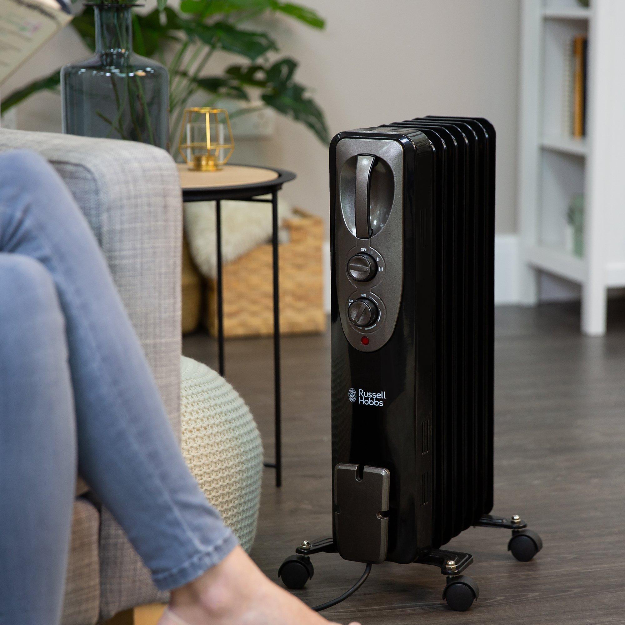 Black - Russell Hobbs - Russell Hobbs RHOFR5001B 1.5kW Oil Filled Radiator - 6