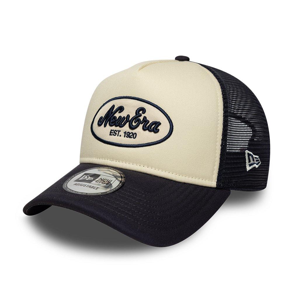 NE Black/Cream - New Era - Oval Patch Trucker Cap - 1