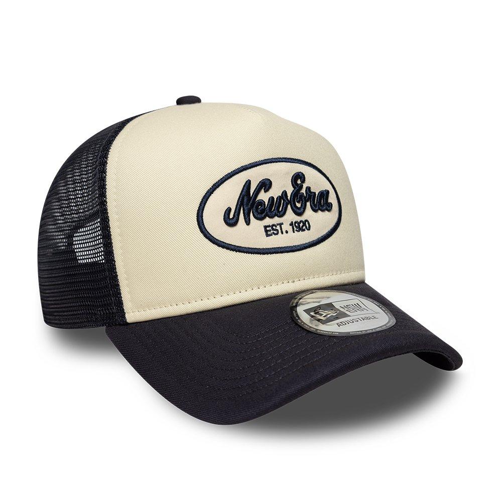 NE Black/Cream - New Era - Oval Patch Trucker Cap - 3