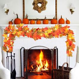 LIFE IDEAS 2m Maple Leaf Garland with Lights