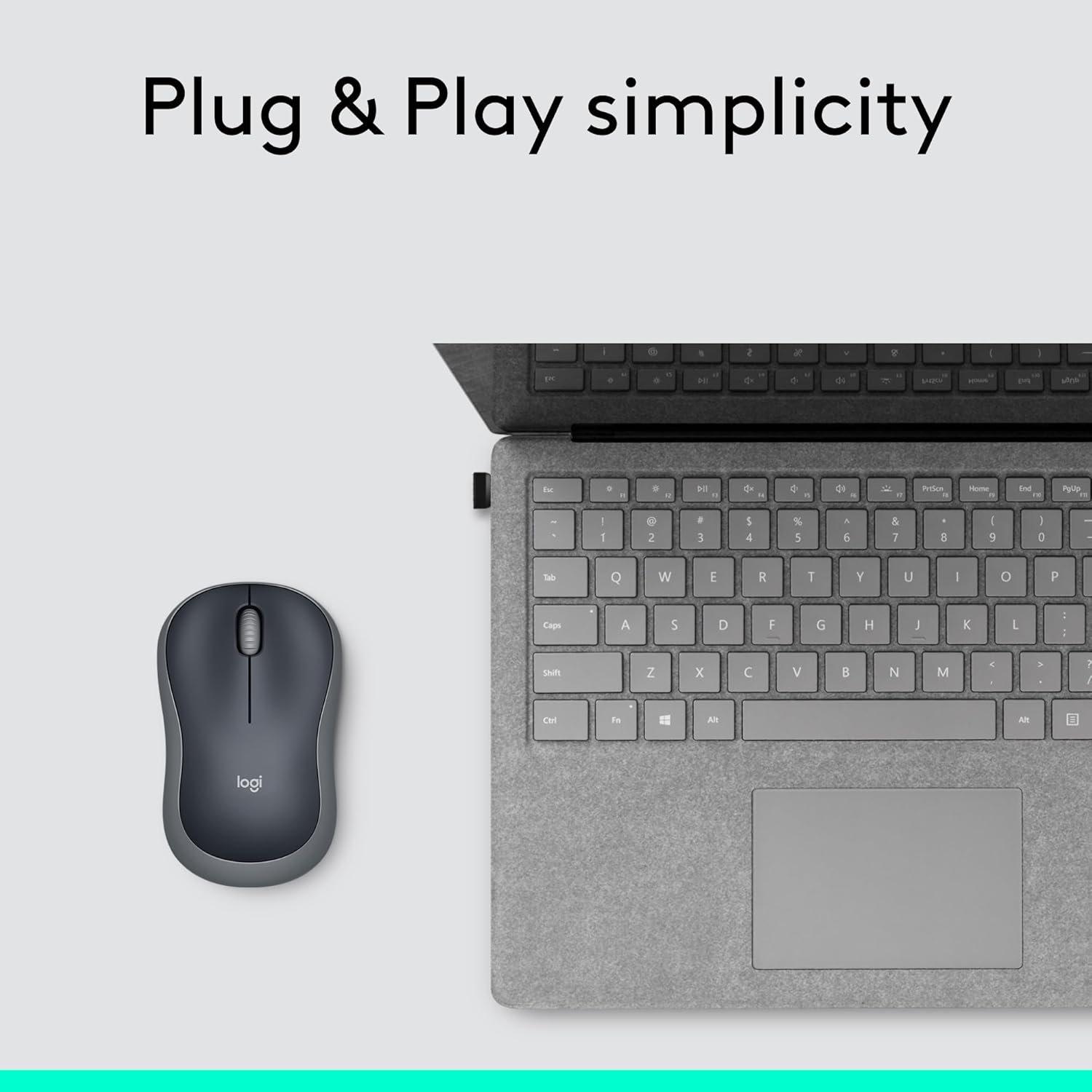 Zwart - Logitech - Logitech M185 Wireless Mouse - 6