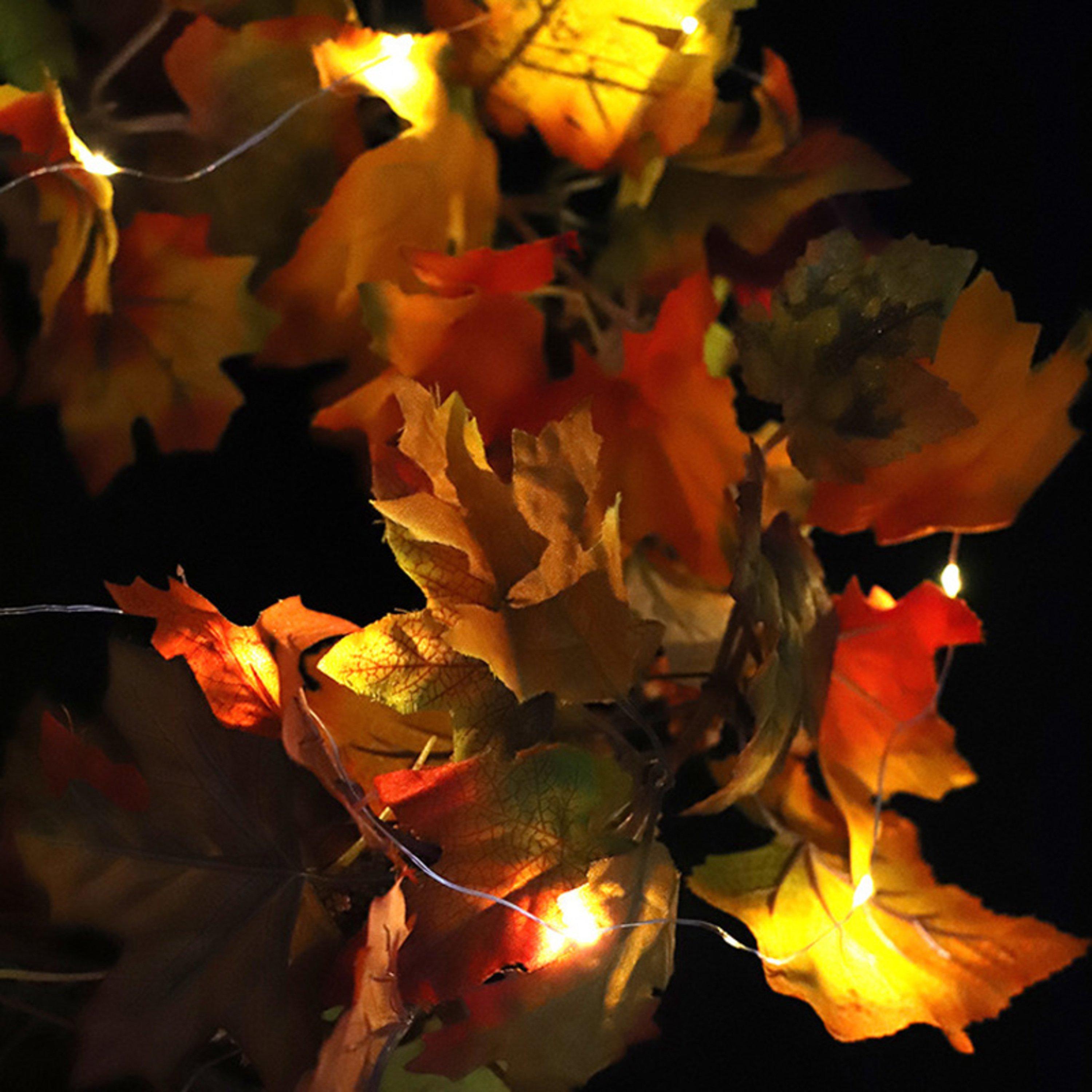 Orange - LIFE IDEAS - Artificial Autumn Maple Leaf Pumpkin Vine Garland - 3