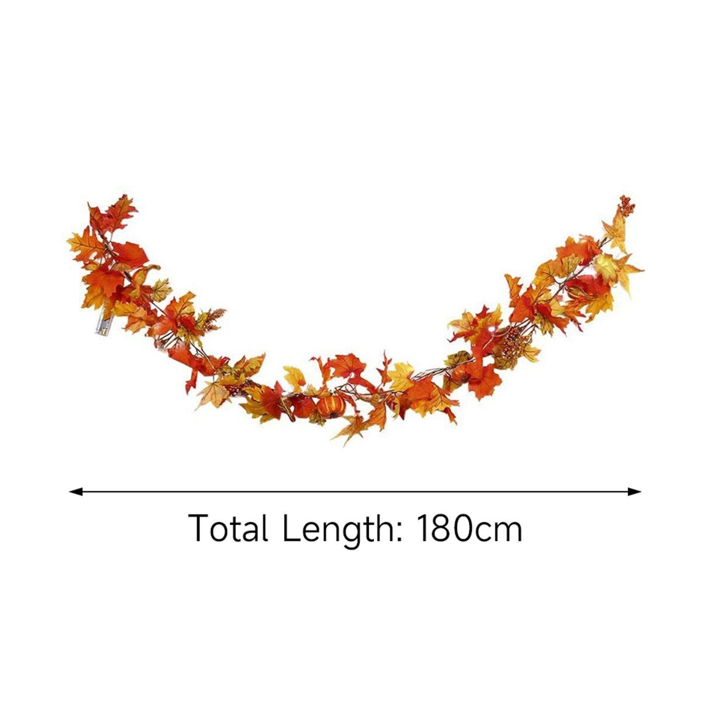 Orange - LIFE IDEAS - Artificial Autumn Maple Leaf Pumpkin Vine Garland - 7
