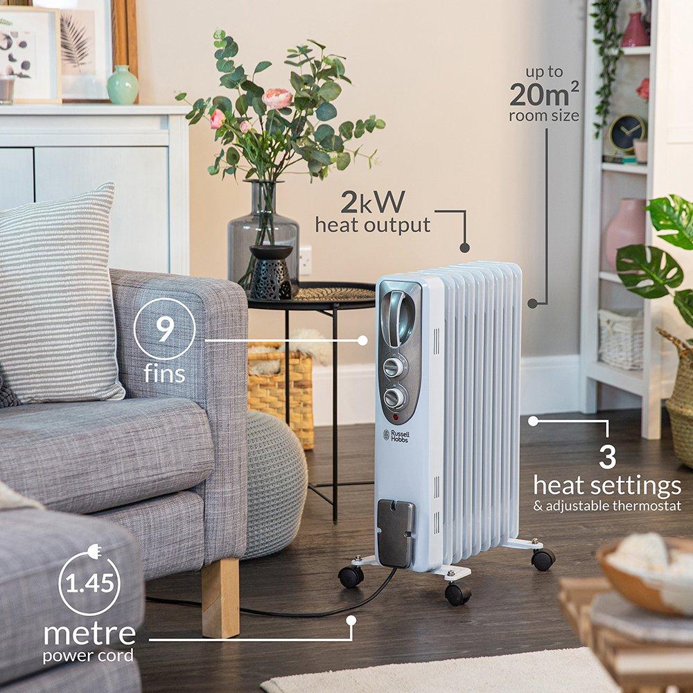 White - Russell Hobbs - RHOFR5002 2kW Oil Filled Radiator - 4