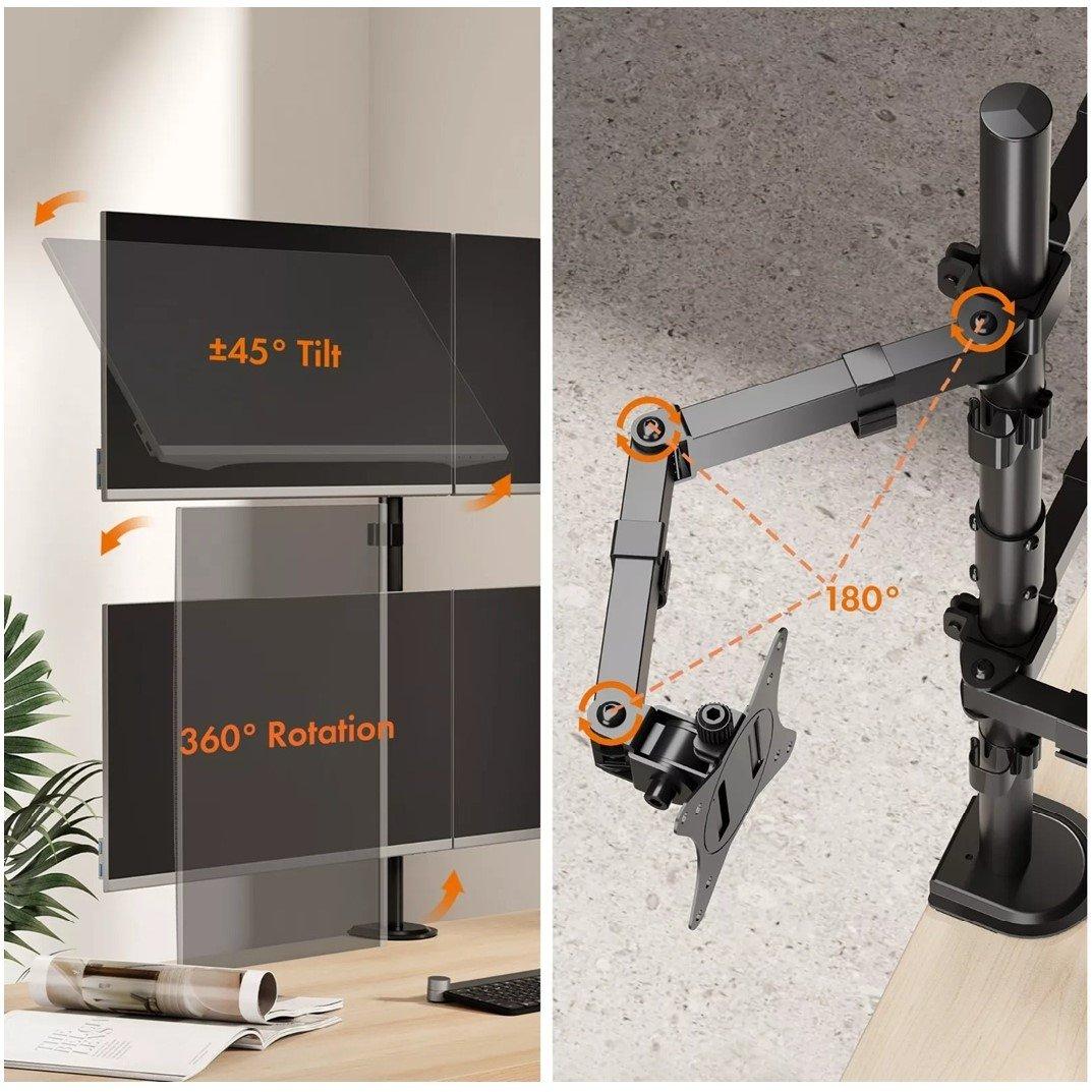 Black - VonHaus - Quad Monitor Mount - 4