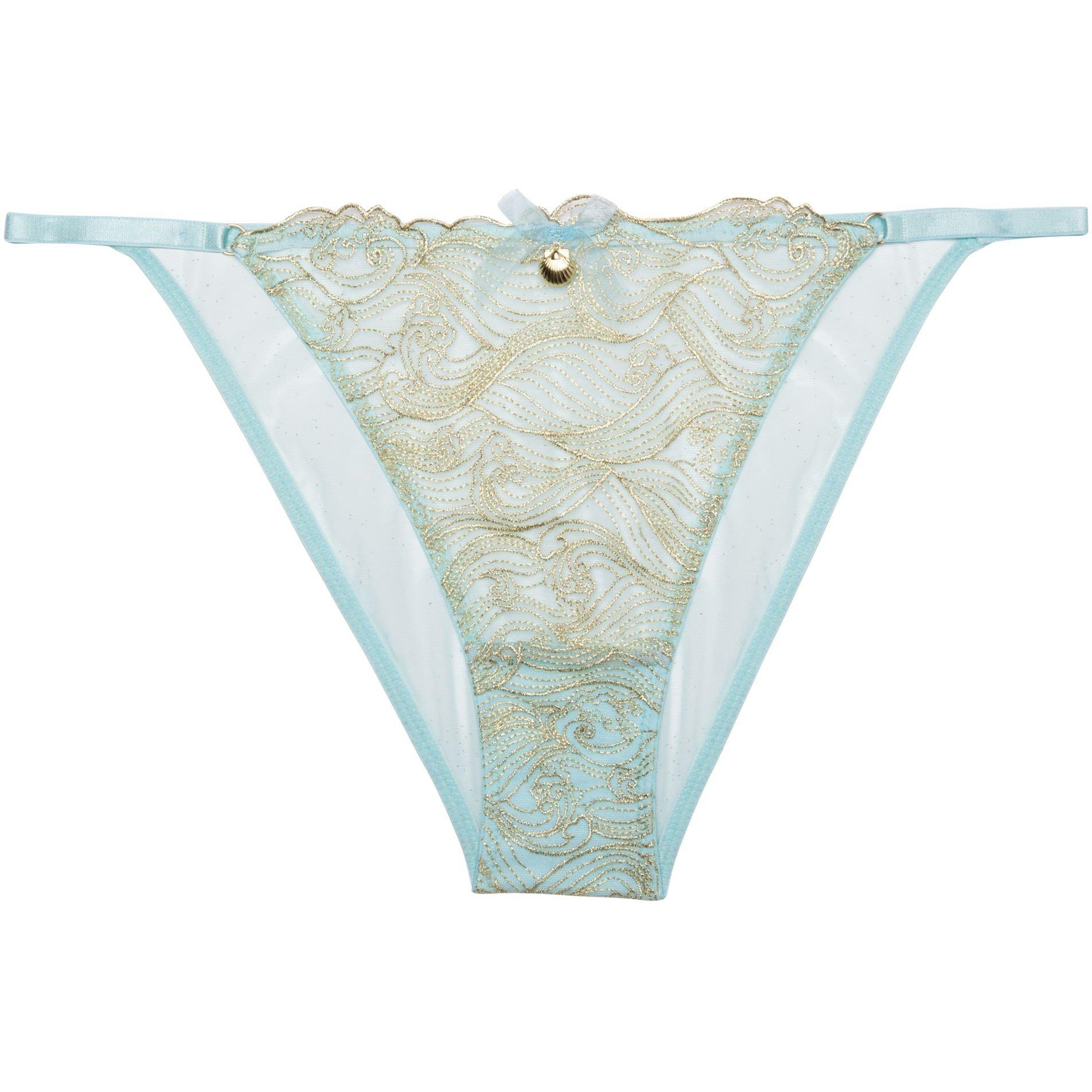 Blue - Playful Promises - Ayaka Blue Wave Embroidery Tanga Brief - 4