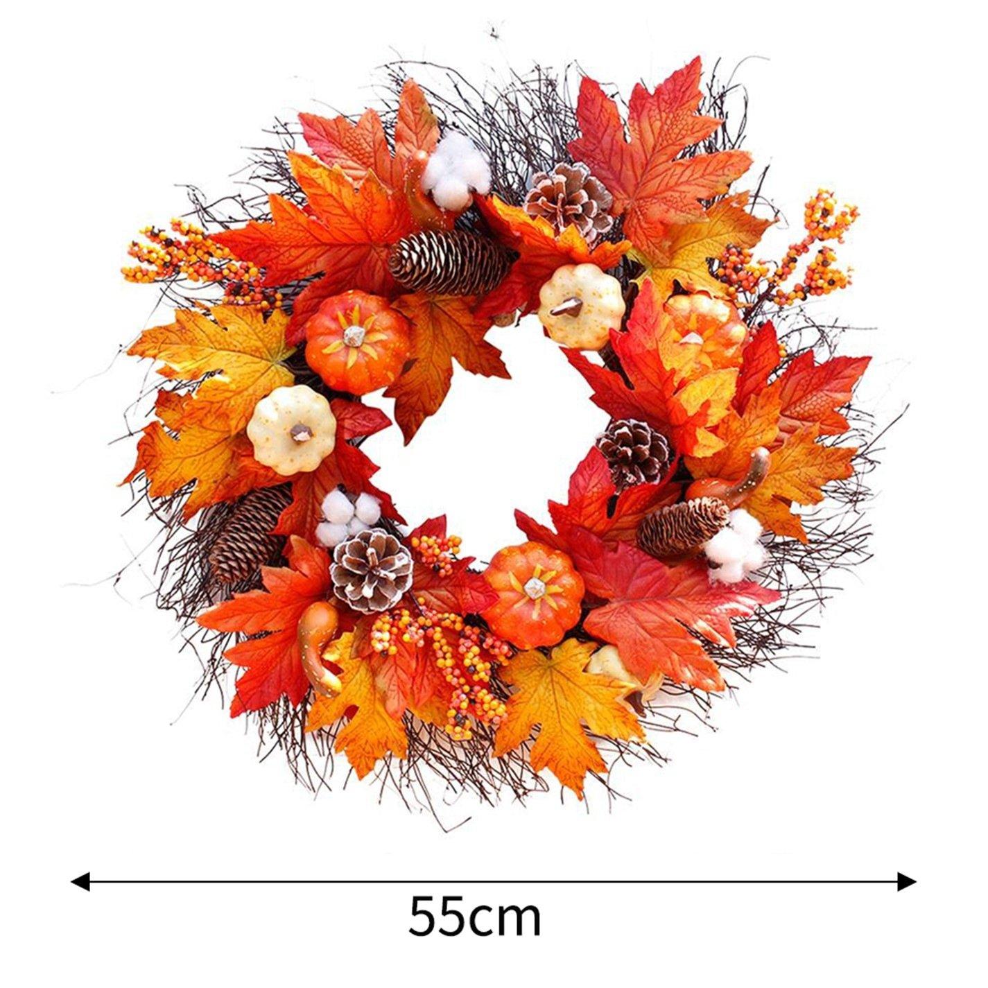 Orange - LIFE IDEAS - Thanksgiving Door Decorative Wreath Maple Pumpkin - 9